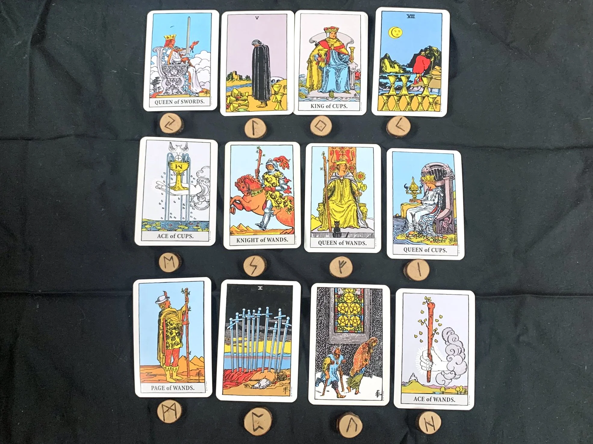 A 12 month tarot spread featuring the Rider-Waite Smith deck and Norse runes.
