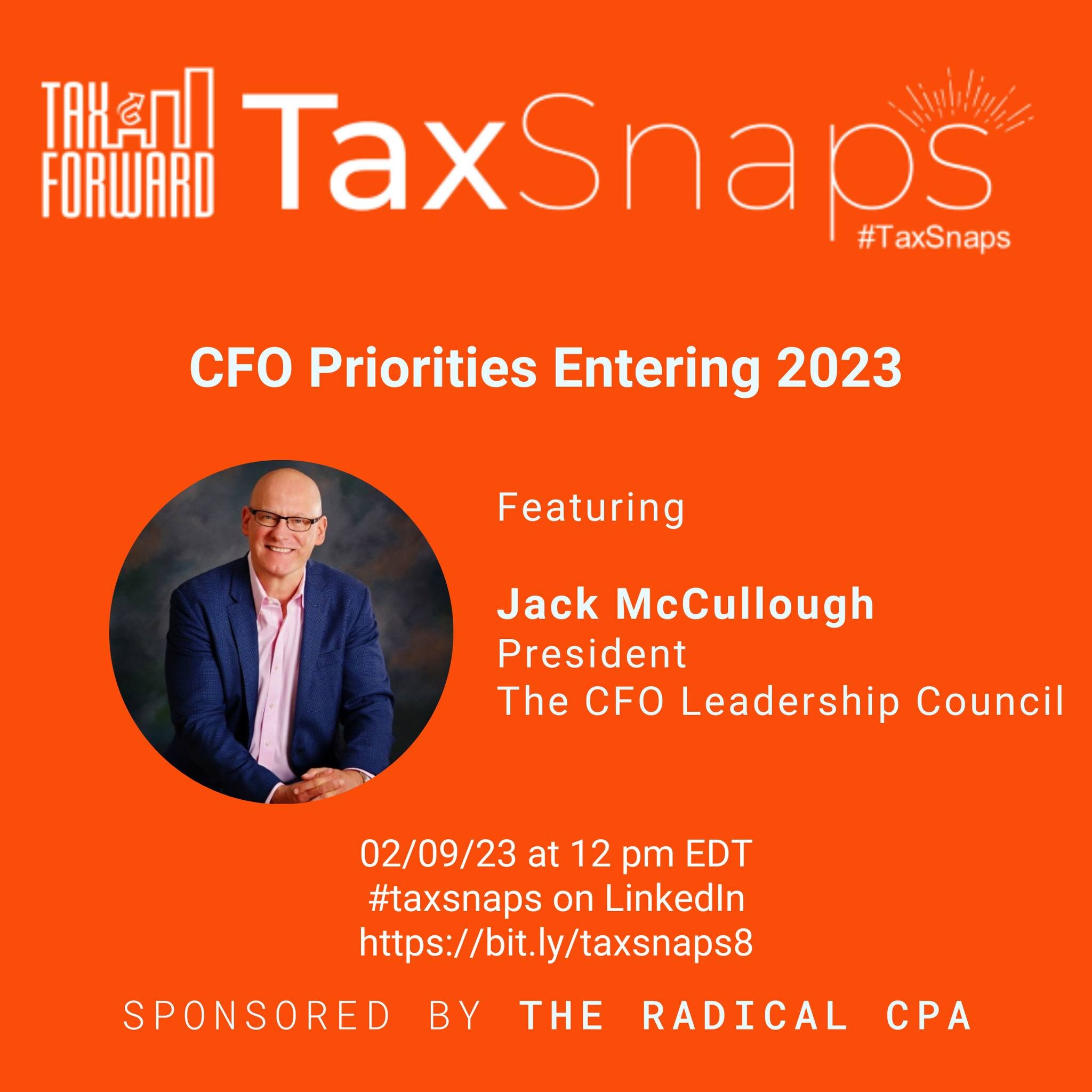 Attention all CFOs! This week's #TaxSnaps is very important as we dive into 2023! Watch Jack McCullough, President of The CFO Leadership Council, speak about which priorities CFOs should be concentrating on based on 2023's economic outlook with Ashby