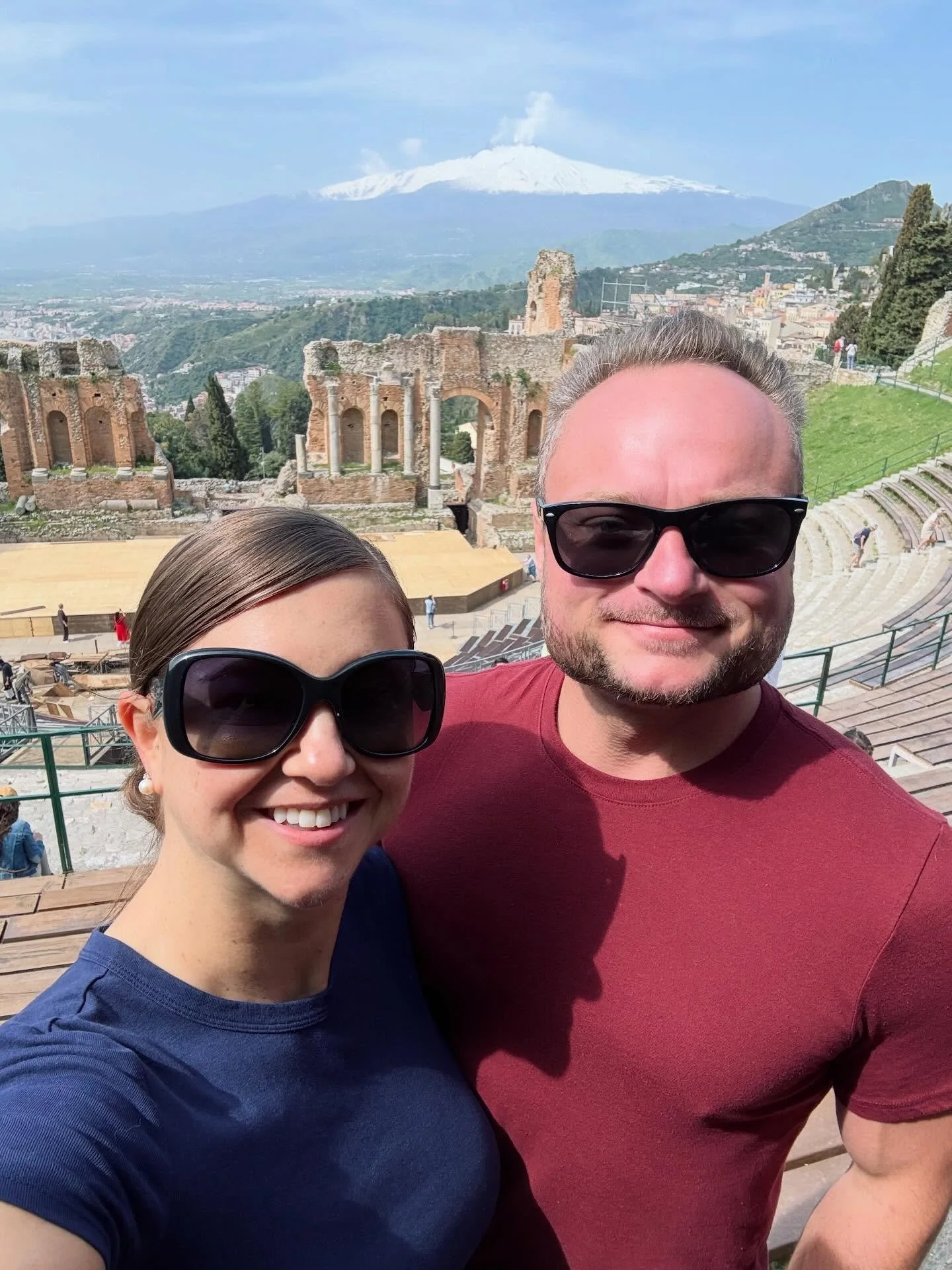 Today we were in Messina, Sicily, Italy! 🇮🇹

We lucked out with a private tour experience today, just the two of us, which made it feel extra special from the start. Our first stop was Taormina and it&rsquo;s so adorable! 

Perched high above the s