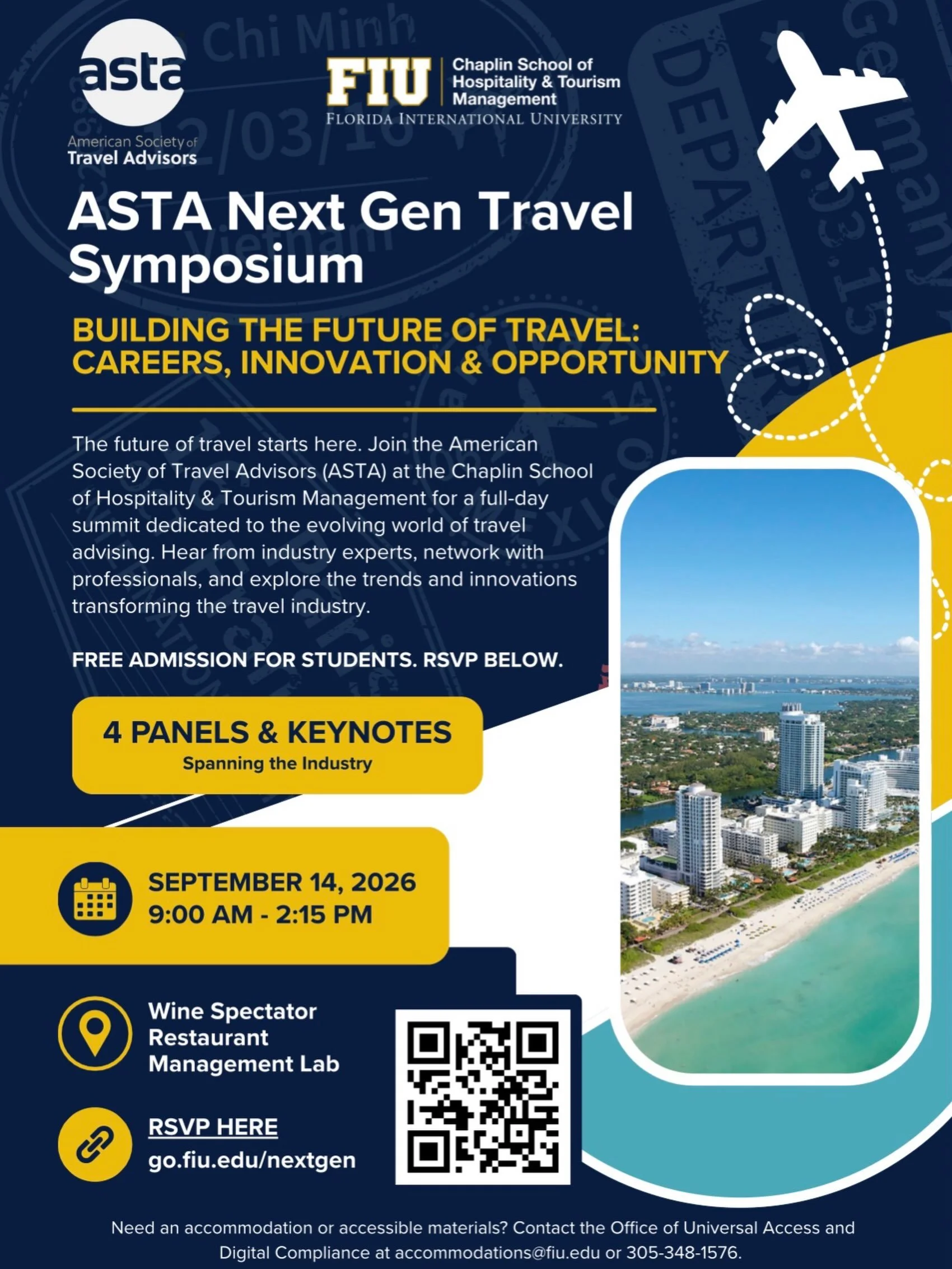 I&rsquo;m so excited to share this! ✨ I&rsquo;ve been invited to speak on a panel at the ASTA Next Gen Travel Symposium at FIU&rsquo;s Chaplin School of Hospitality &amp; Tourism Management on September 14th! 🚢🌍✈️

This event is all about building 