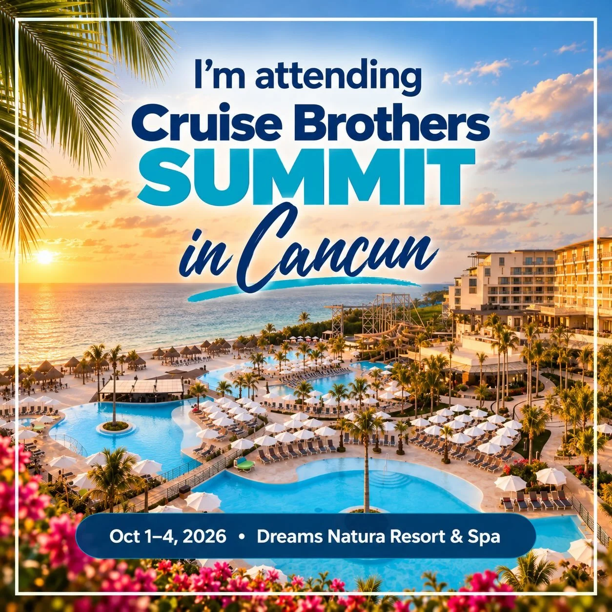 ✈️ I&rsquo;m off to Cancun for Cruise Brothers Summit 2026! 🌴🇲🇽 

I&rsquo;m excited to spend the next few days at Dreams Natura Resort &amp; Spa connecting with fellow travel advisors, industry leaders, and some of our amazing travel partners.

As