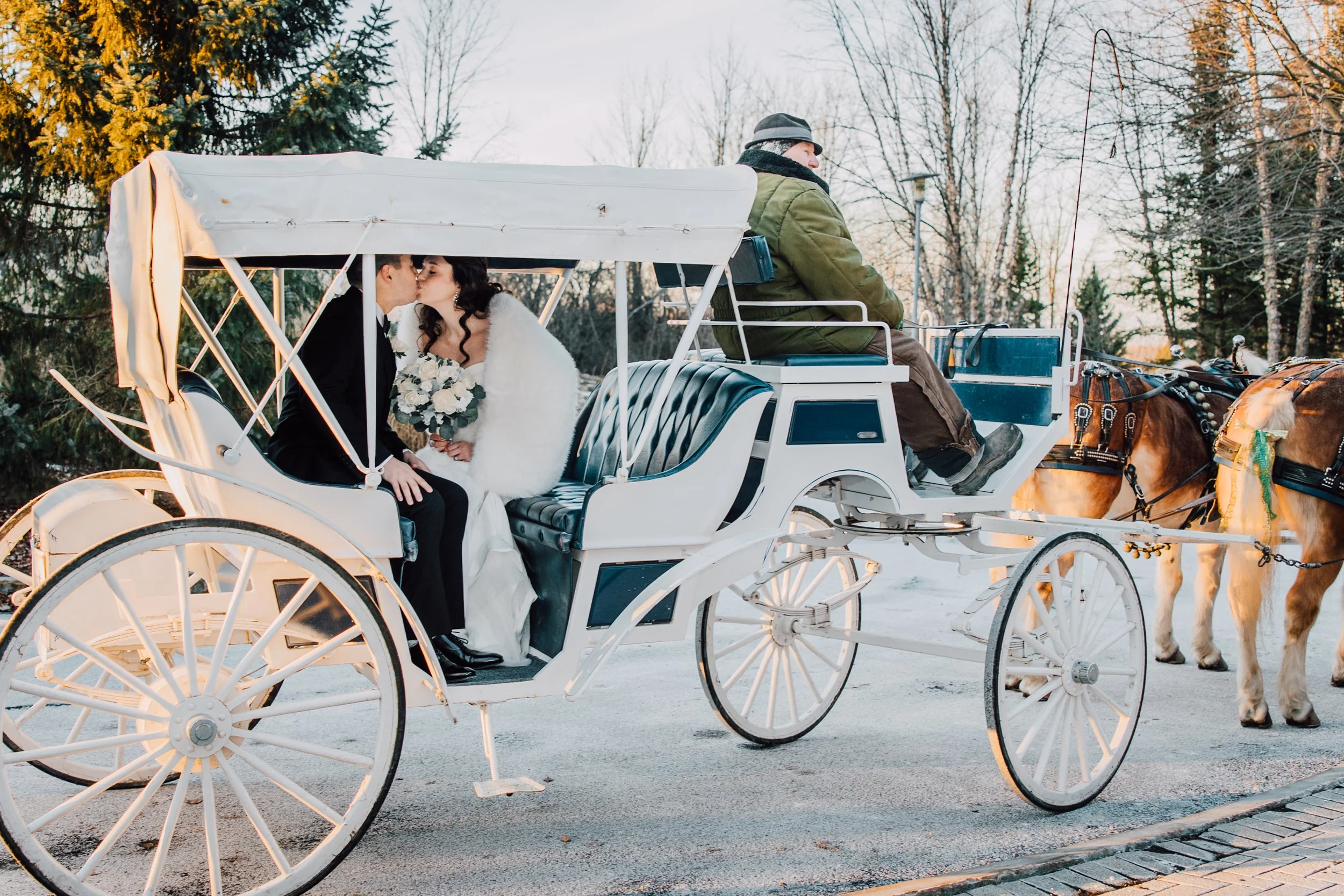 Bride and Groom Sleigh Ride at The Lodge