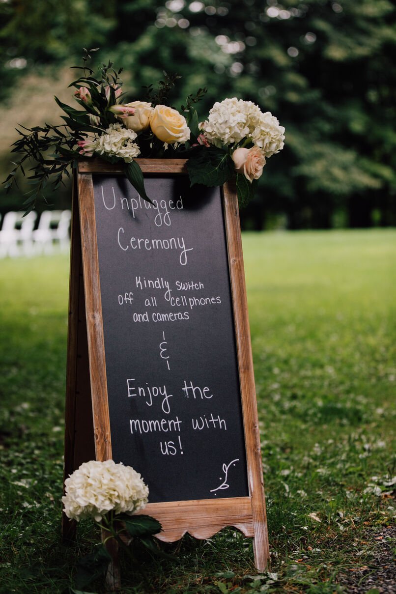  Unplugged wedding signage from an outdoor wedding ny 