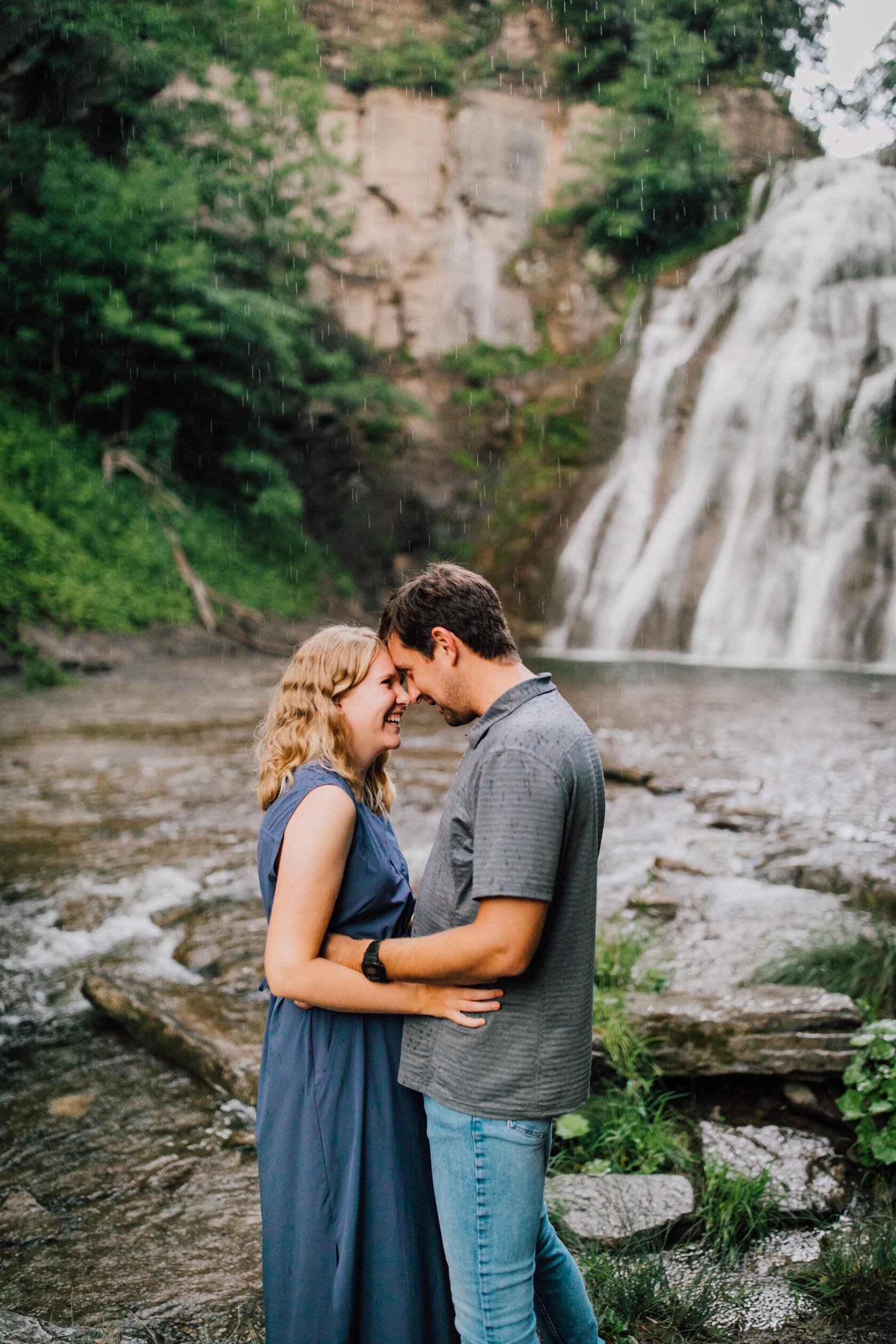 Jessica & George's Rainy Engagement Photos at Delphi Falls — Brittany ...