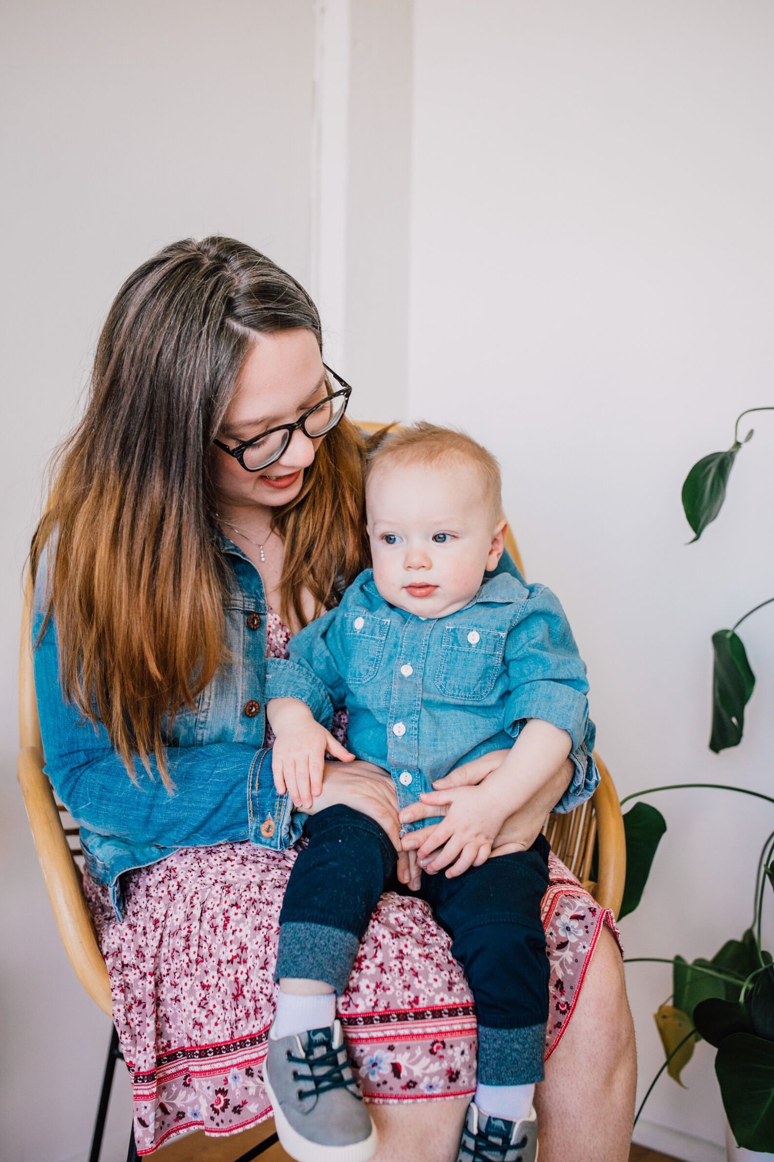  mama sits with her son during spring family mini sessions 