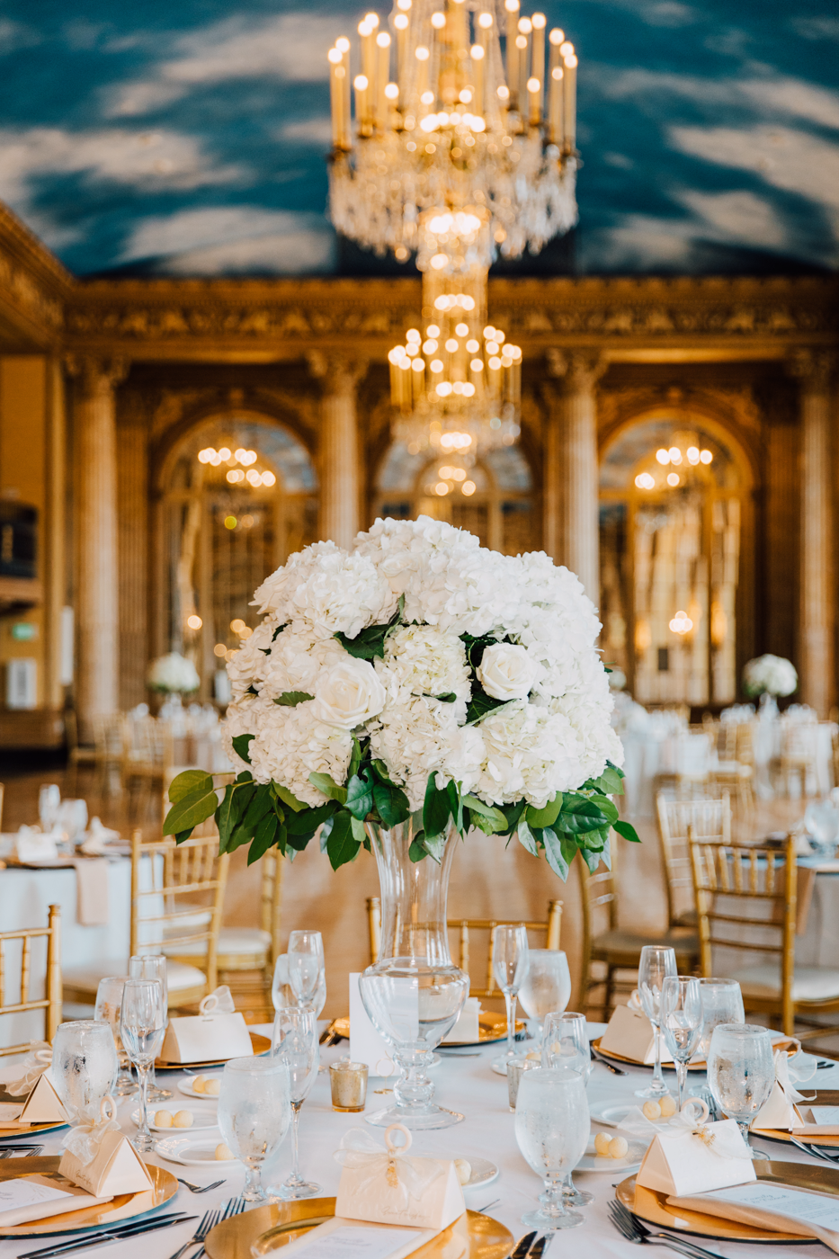  Large floral centerpieces at a ballroom wedding in Syracuse NY   