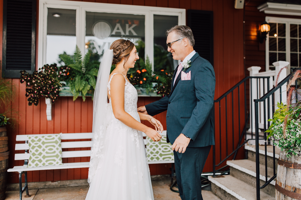  Father-daughter first look on a wedding day in Central NY at Springside Inn 