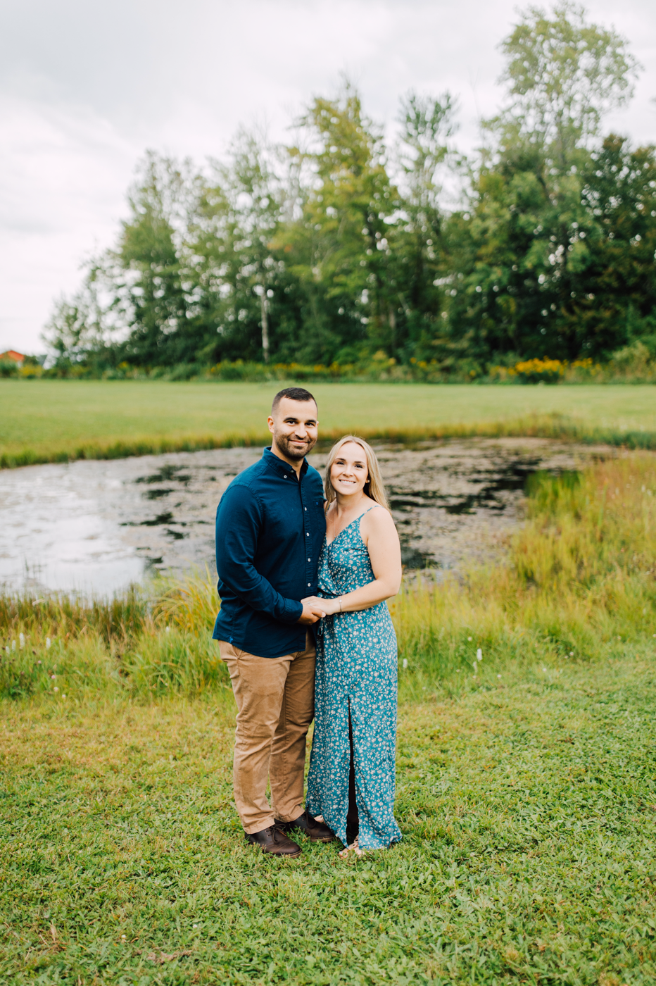  Engaged couple poses for photos on their property in Central NY 