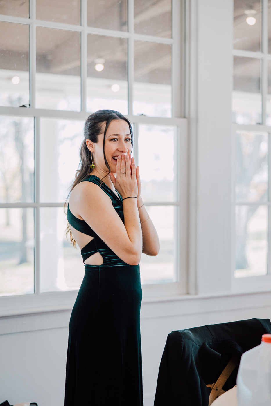  Bridesmaid reacts to seeing the Bride for the first time as they get ready for a fall wedding in Central NY 