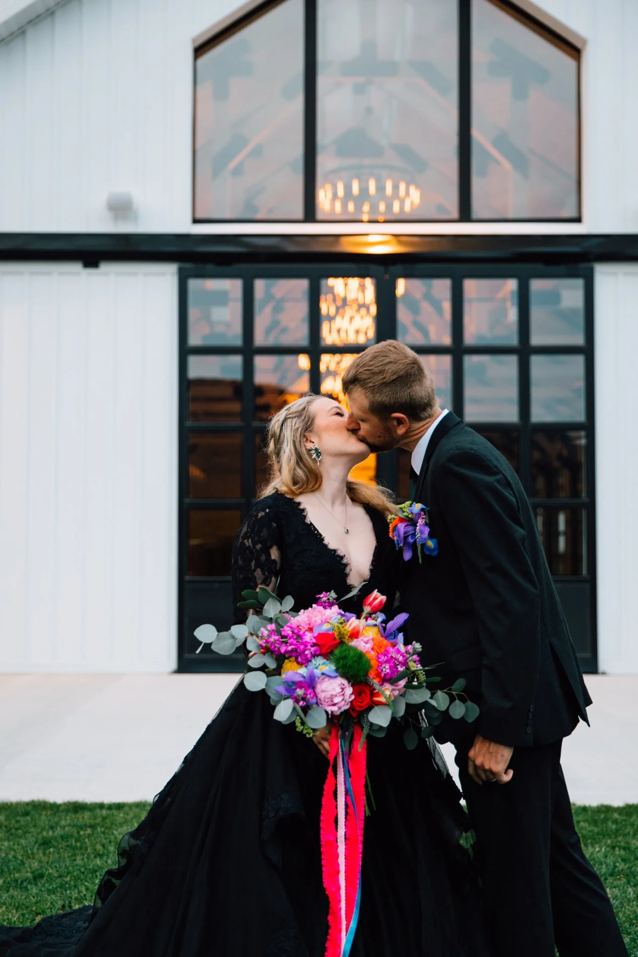 bride and groom kiss at Greek Peak styled shoot by Brittany Juravich
