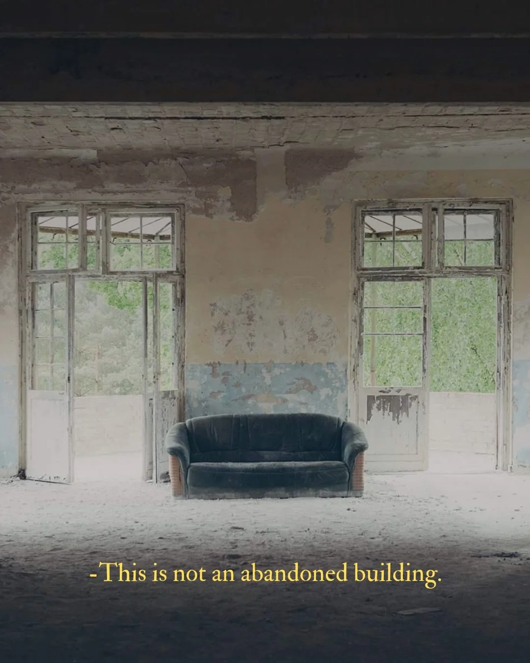 There is beauty in what we leave behind. In the peeling paint, the collapsed ceilings, the floors the moss is slowly taking back. These places are not forgotten, they are just waiting for someone to look. And the empty rooms contain so much reflectio