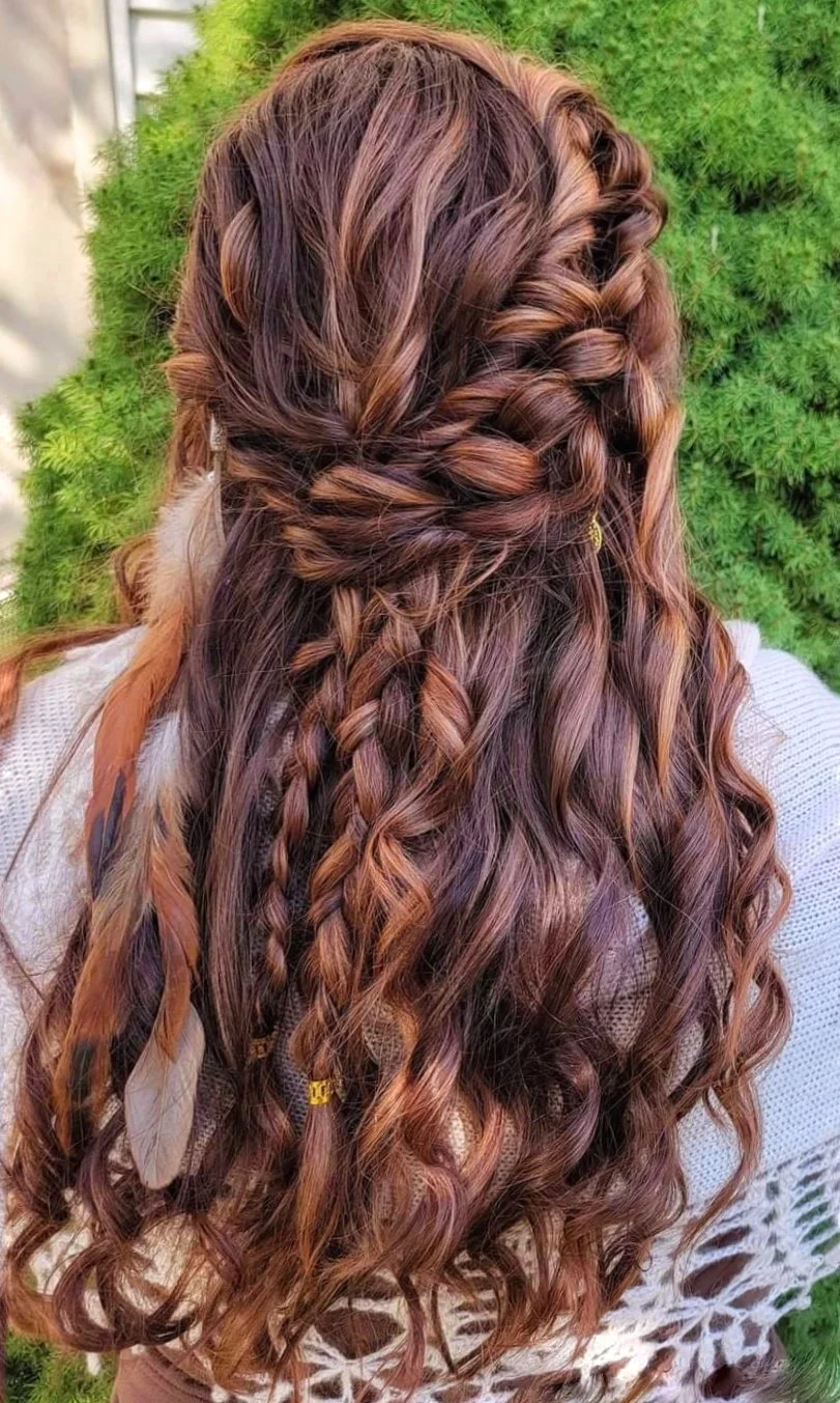 fantasy wedding hair Viking renaissance waves accessories