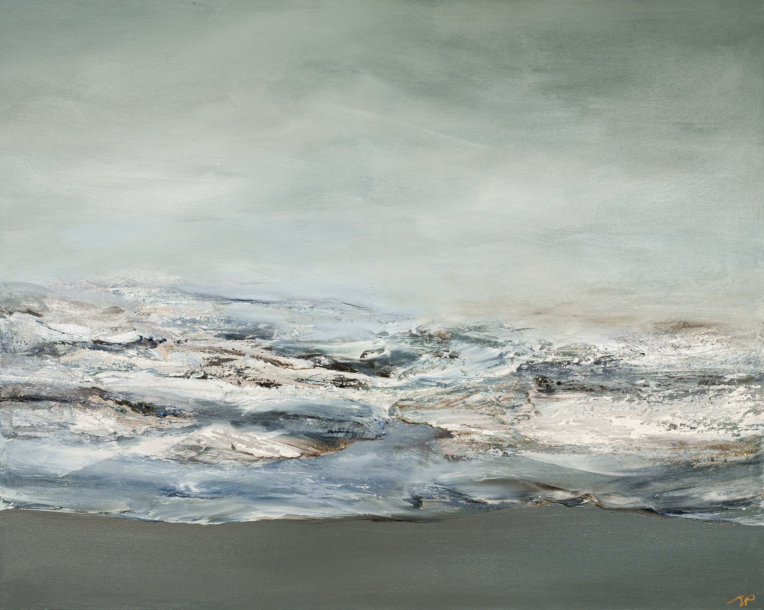 Oil and mixed media seascape on gallery wrapped canvas 4' x 5' x 1.5"
