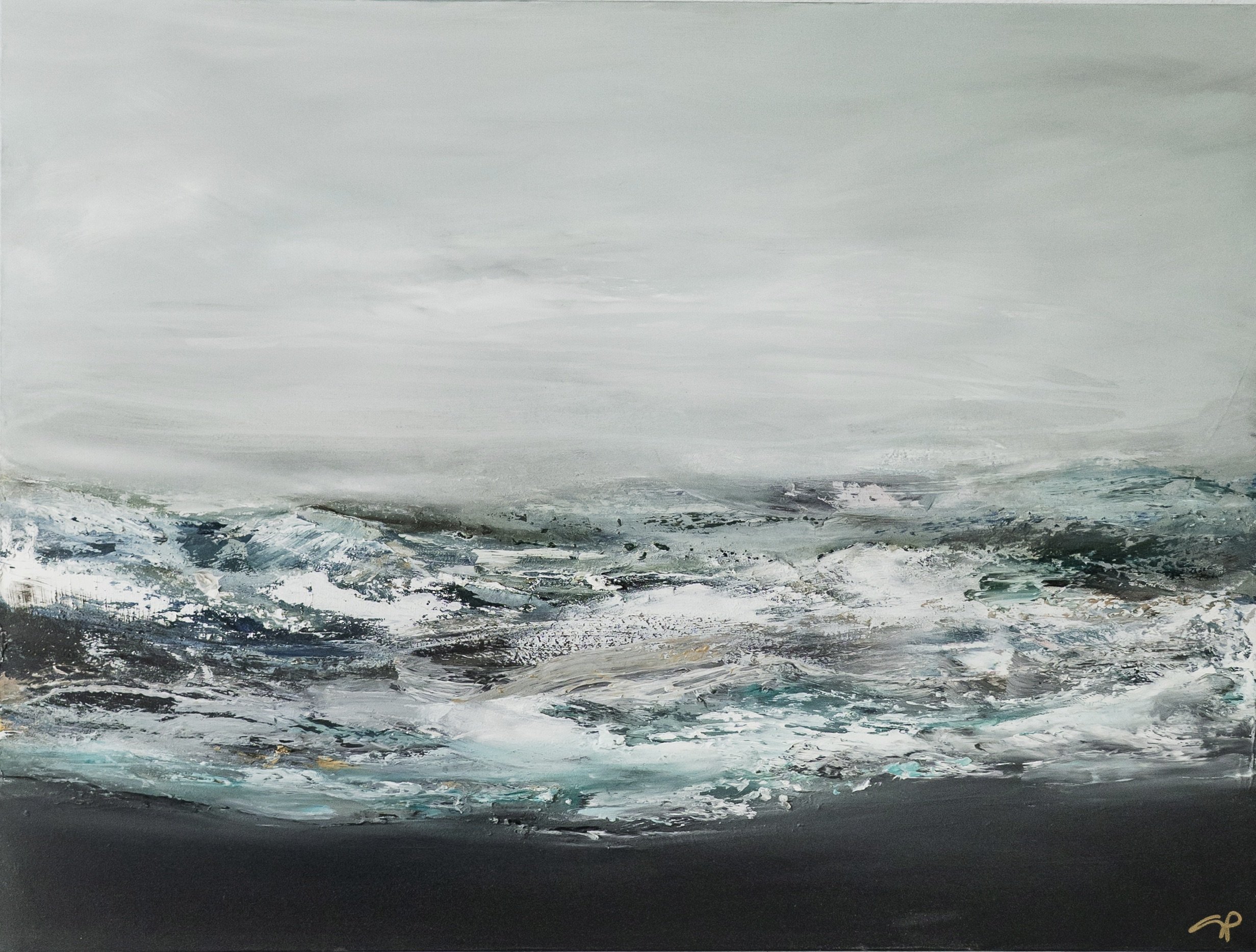 Oil and mixed media seascape on gallery wrapped canvas 3' x 4' x 1.5"