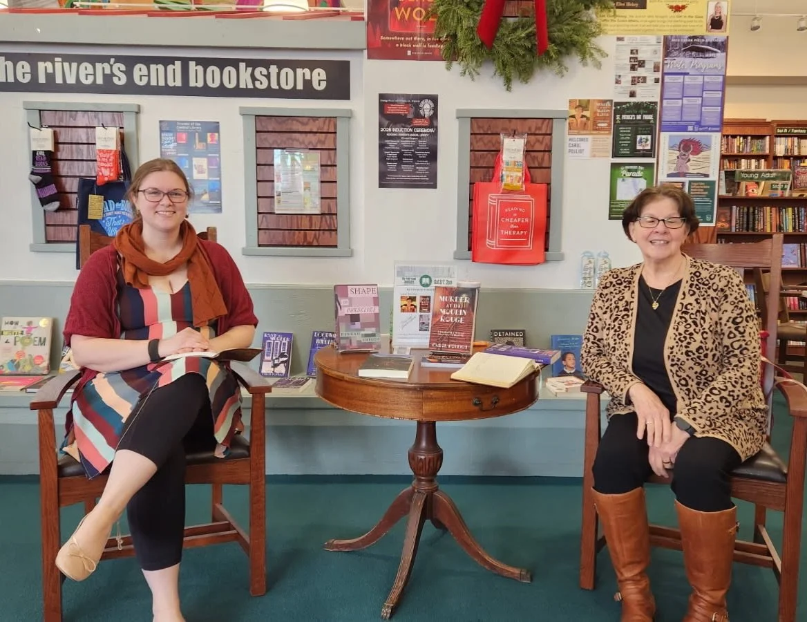It&rsquo;s Indie Bookstore Day! This is your reminder that you can find signed editions of my books (and many other amazing local authors!) at @riversendbookstore. Photo from an event I did with @carolpouliotmysterywriter earlier this year. 

#shopsm