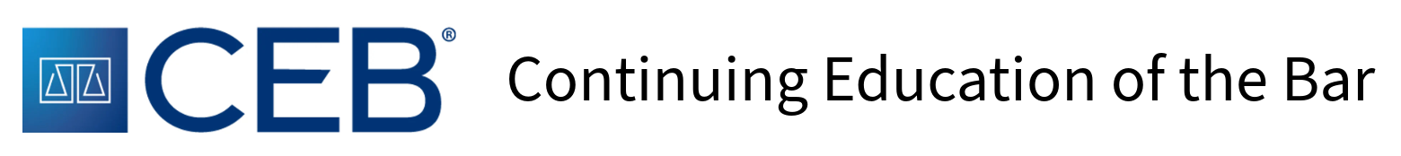 CEB logo with the scales of justice icon and the text 'Continuing Education of the Bar'.