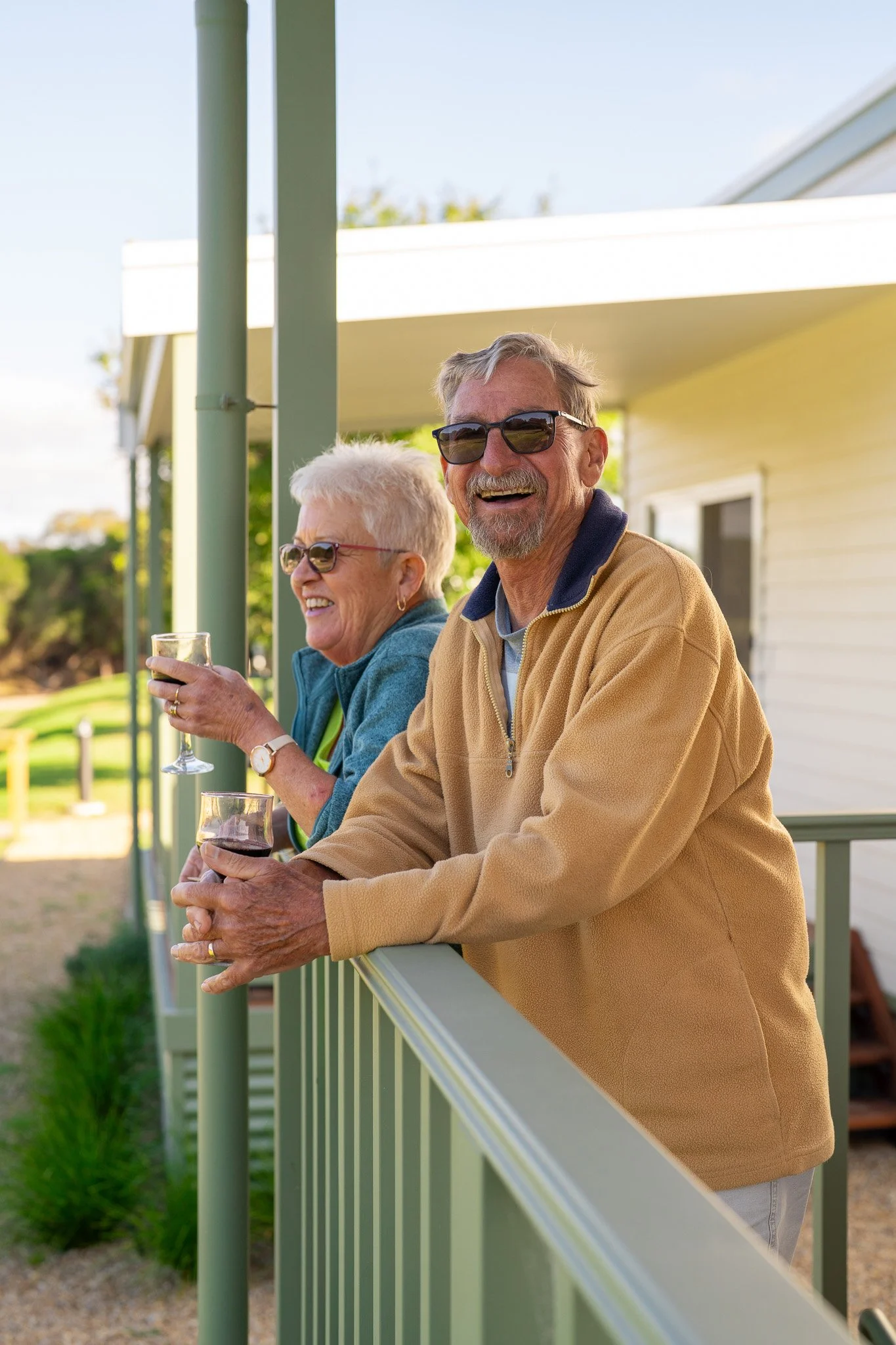 Relaxing with a Wine on the Private Deck - Deluxe Two Bedroom Cabin
