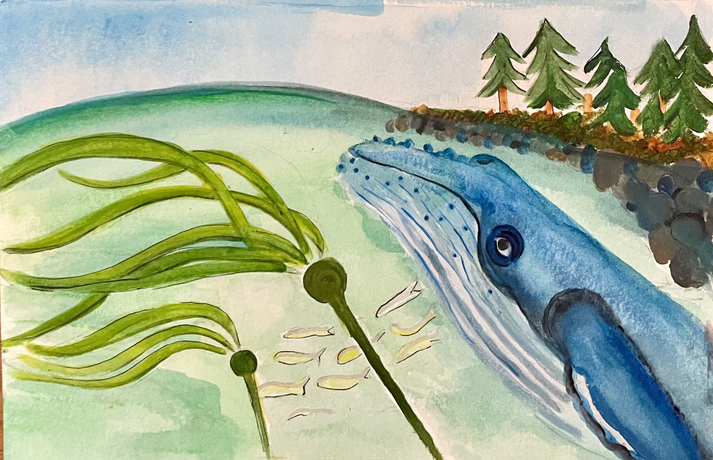 "Comfort & Kelp", acrylic on water color paper