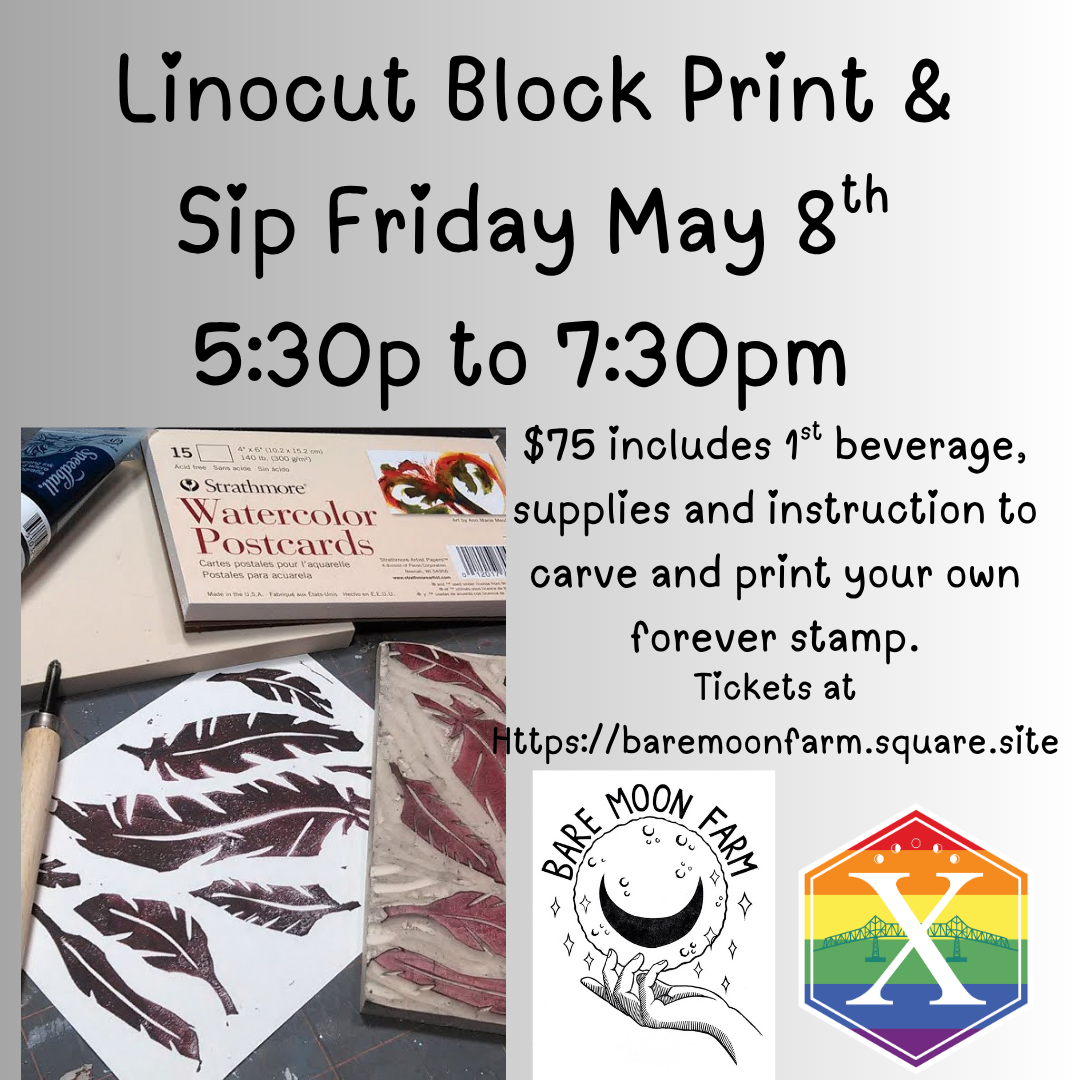 Linocut Block Print & Sip