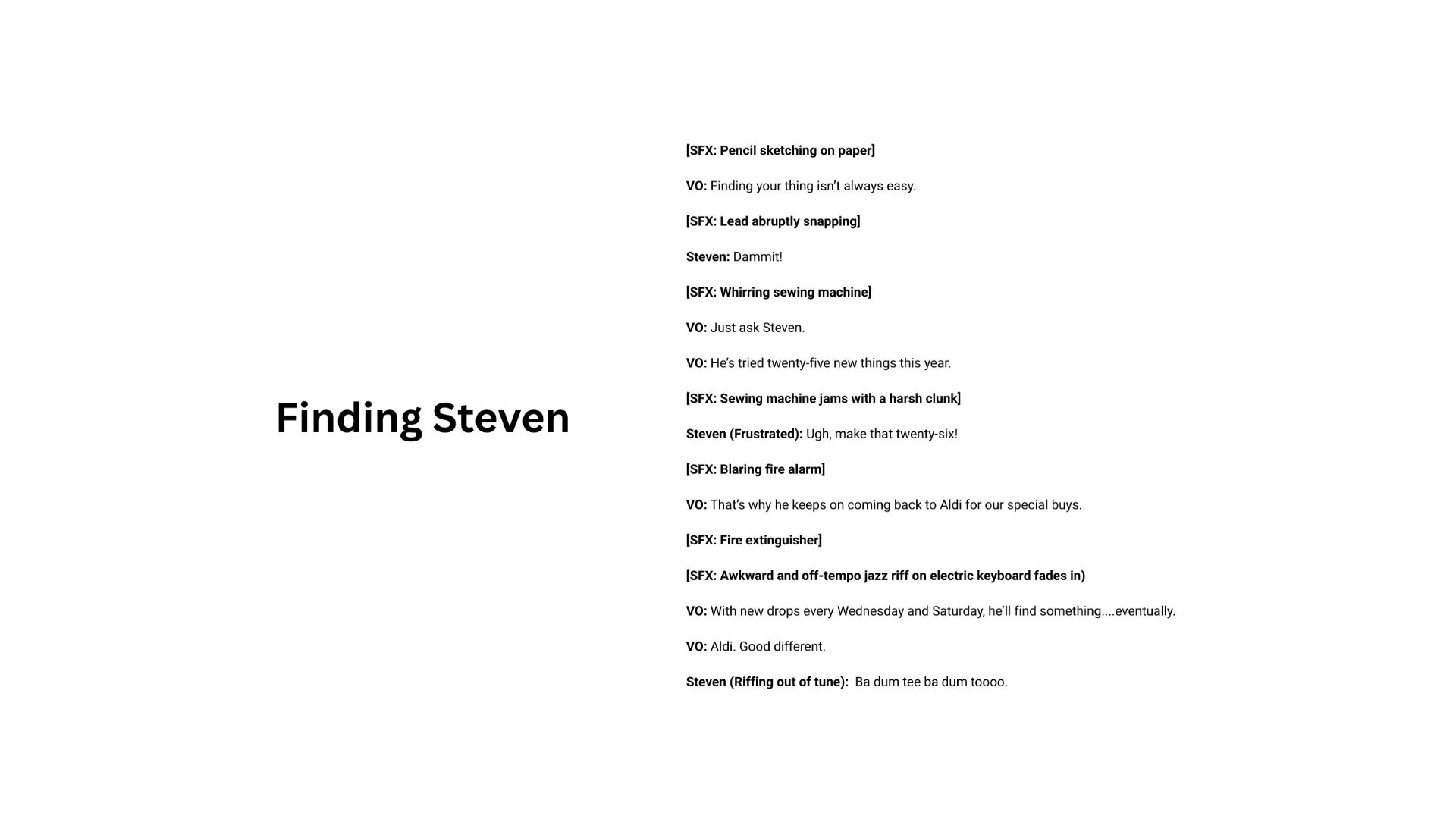 Radio: Finding Steven (Aldi)