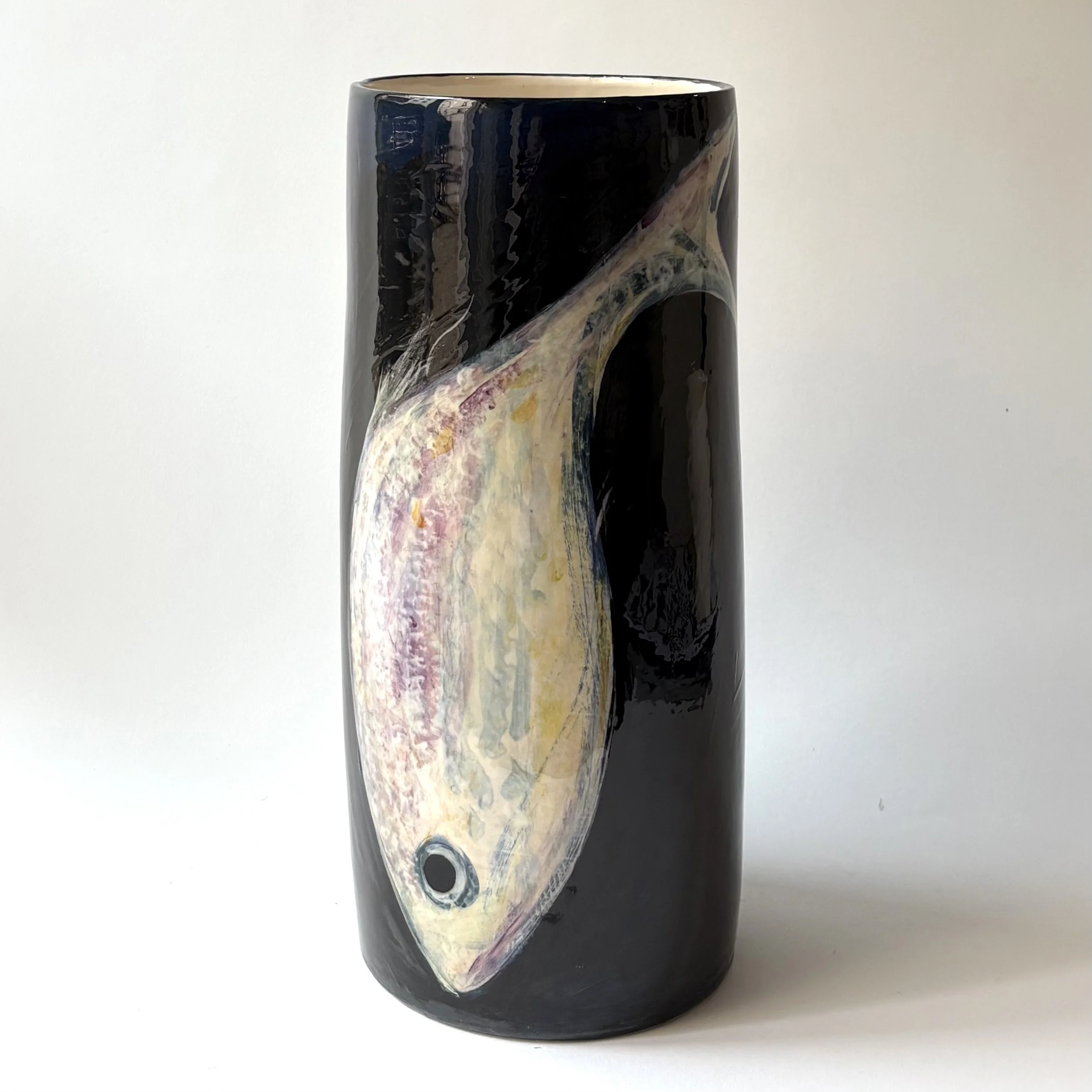 VASE poisson fond noir