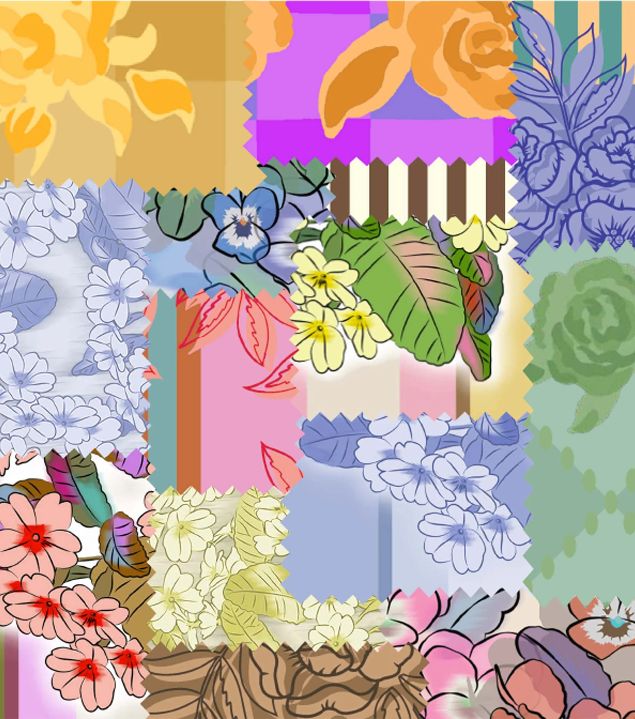 Swatches of fabric prints