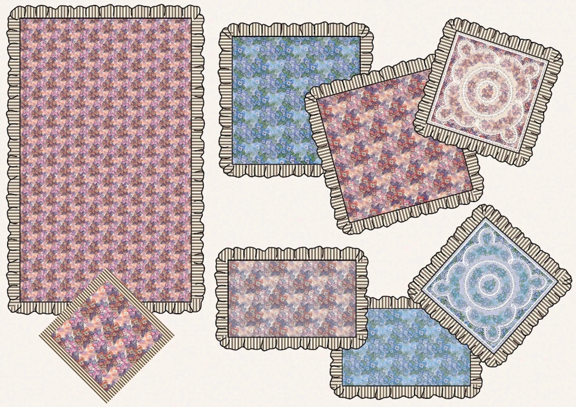 Pansies Print Tablecloth and Pillow Covers