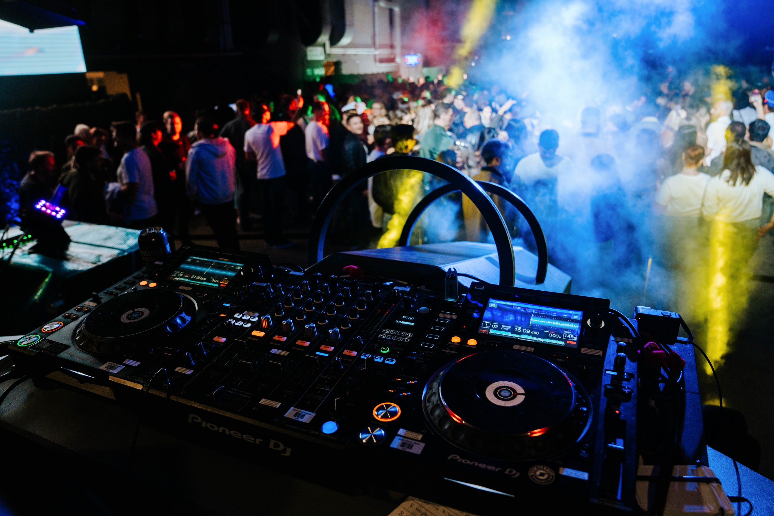 photo behind the DJ deck