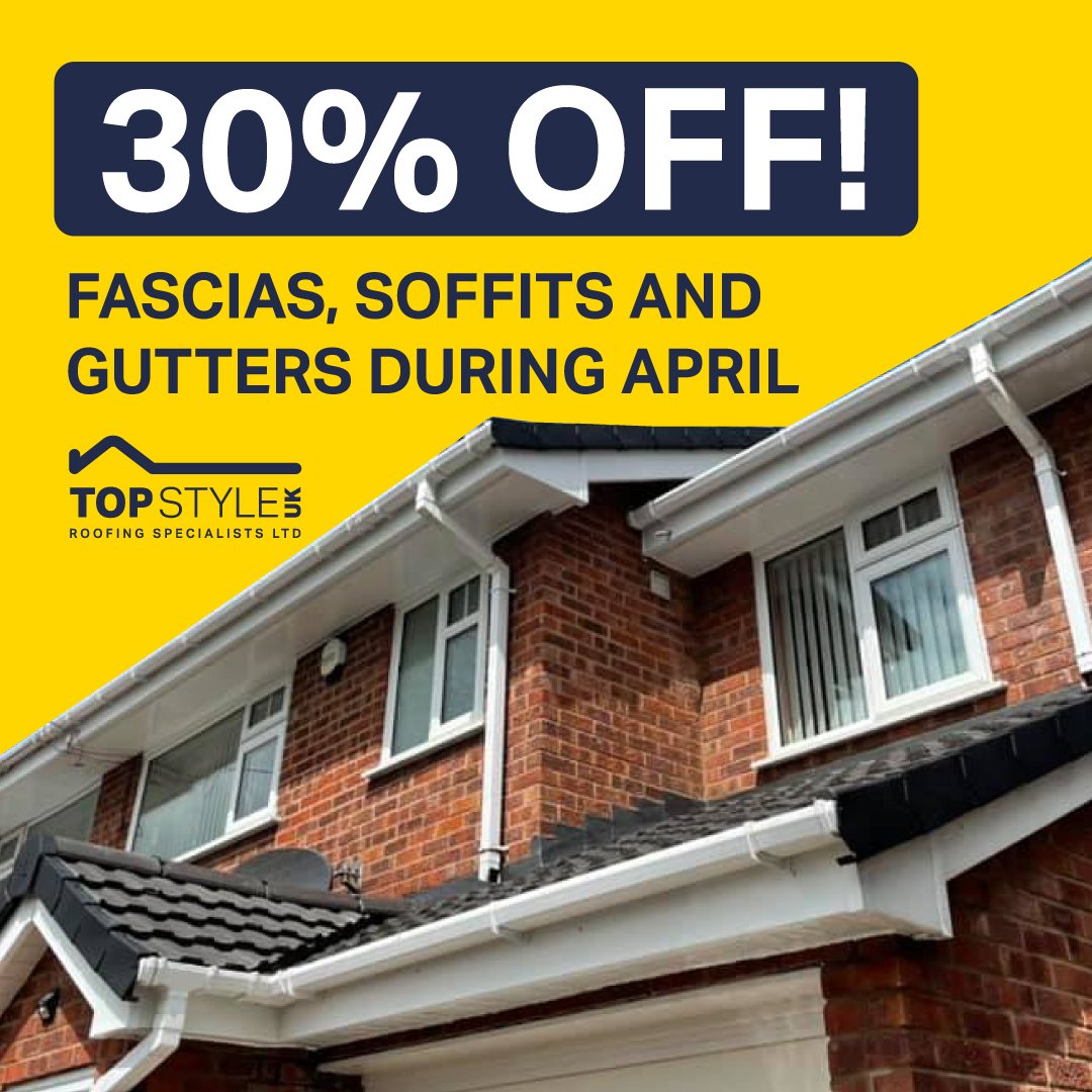 Spring is the perfect time to refresh &amp; protect your home, and now you can do it for 30% less! Upgrade your rooflines, fascias, soffits, and guttering with Topstyle UK&rsquo;s premium solutions.

✅ Durable &amp; weatherproof materials
✅ Expert in
