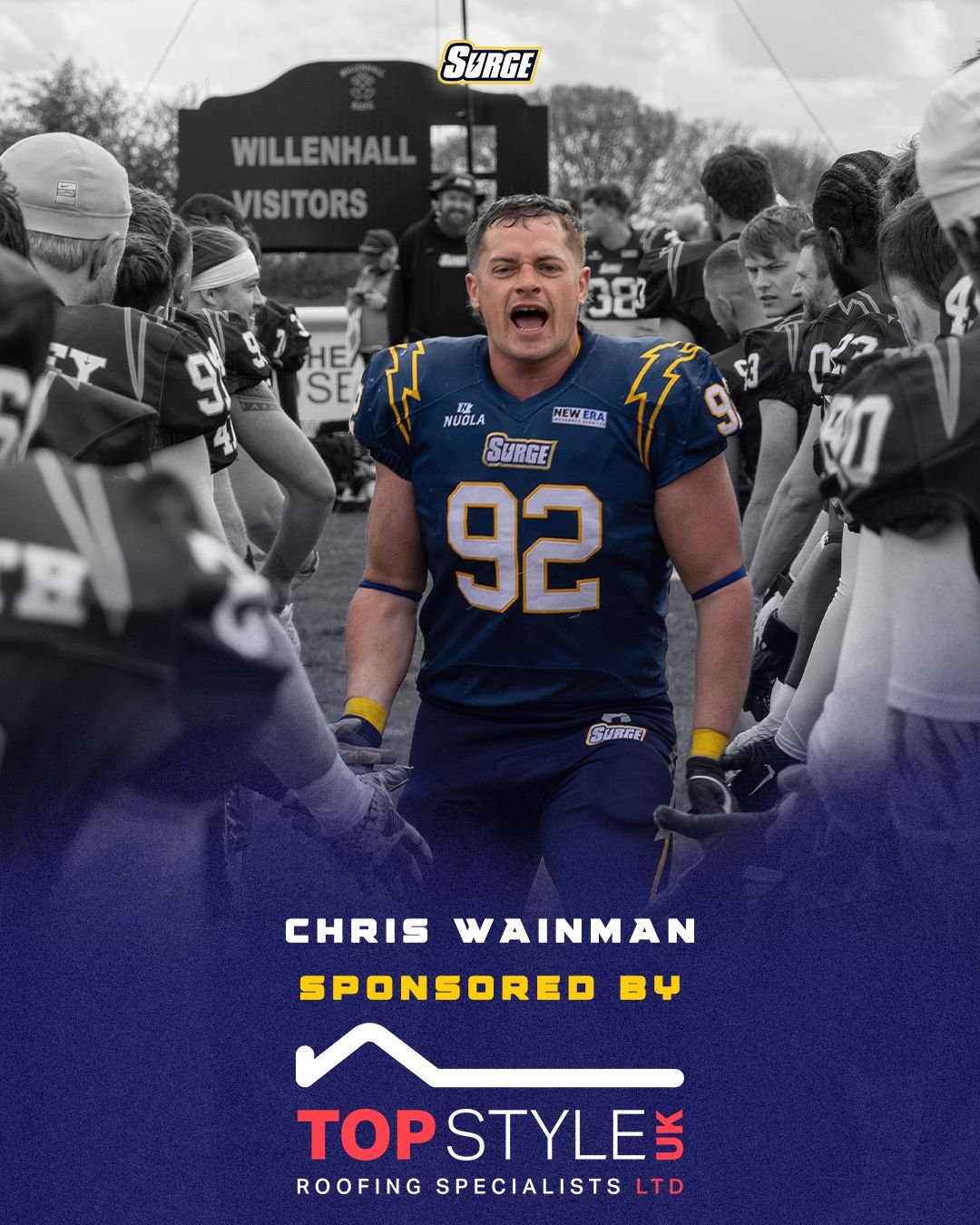 Topstyle UK are proudly sponsoring Defensive Linemen Captain, Chris Wainman this season!

Supporting Chris Wainman and the Staffordshire Surge is our way of giving back to the community &ndash; we believe in backing local talent and sharing a passion