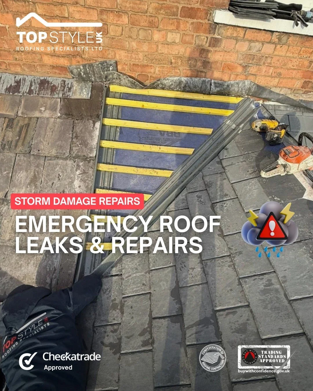 Storm damage doesn&rsquo;t always look serious &mdash; until it is.
Loose tiles, leaks and hidden roof damage can escalate fast.

Get a free storm damage inspection from Topstyle UK today.
📞 Call 0800 292 7323
🌐 www.topstyleuk.com