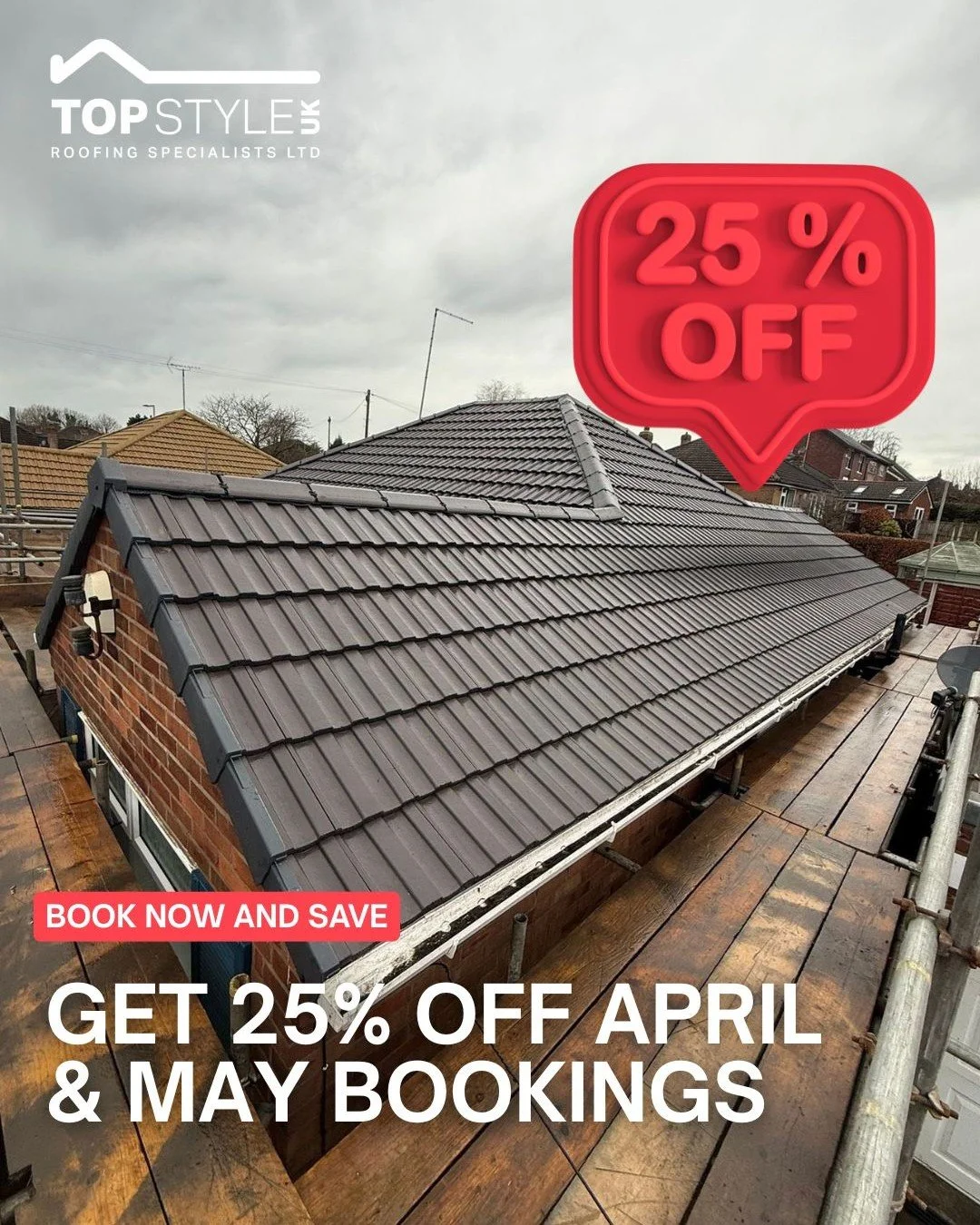 25% OFF All April &amp; May Bookings &ndash; Limited Availability

We&rsquo;re currently extremely busy, so to manage demand and secure our upcoming schedule, we&rsquo;re offering a huge 25% discount on all work booked in for April &amp; May.

This i