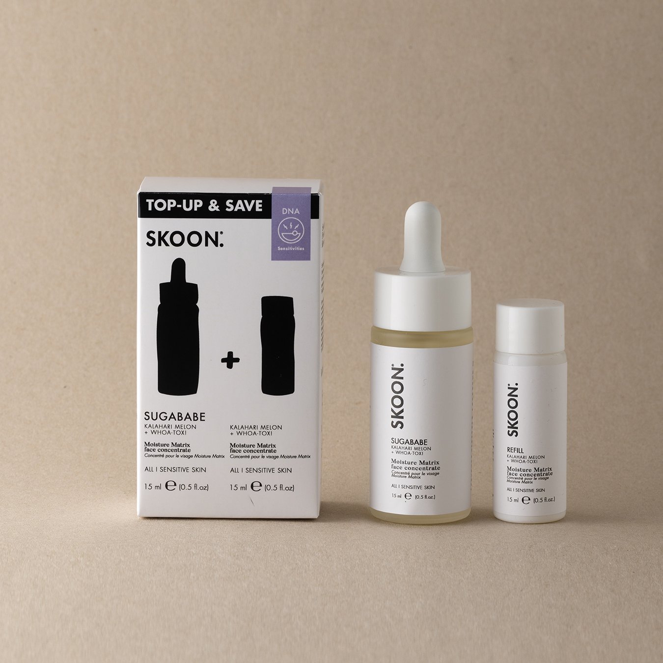Skincare product pack shot on brown background of Skoon Skin products by Bakkes Images, Stellenbosch.
