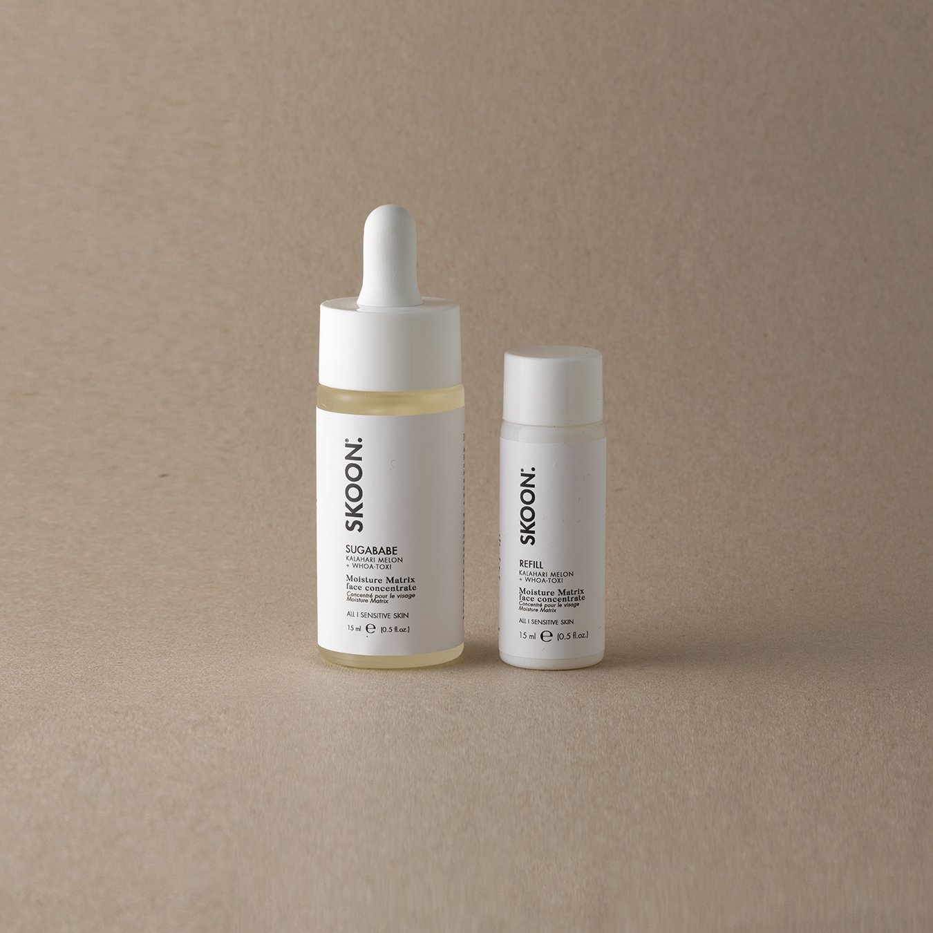 Skincare product pack shot on brown background of Skoon Skin products by Bakkes Images, Stellenbosch.