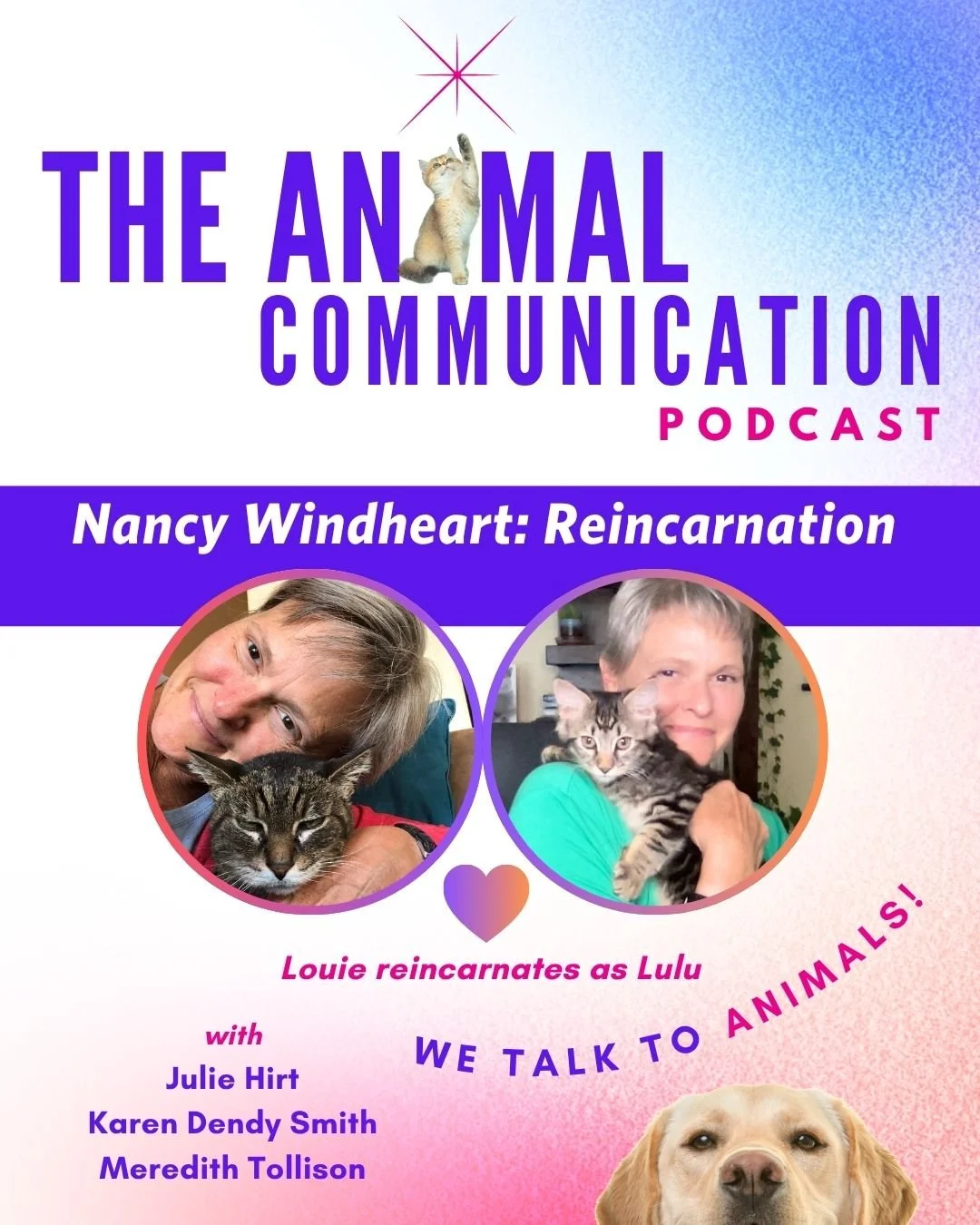 🐾✨ NEW EPISODE: Reincarnation with Nancy Windheart 🐾✨ 
You don't want to miss this one! 
We dive into our experiences with animal reincarnation... AND Nancy shares how her handsome Louie came back to her as Lulu and the messages he shared along th