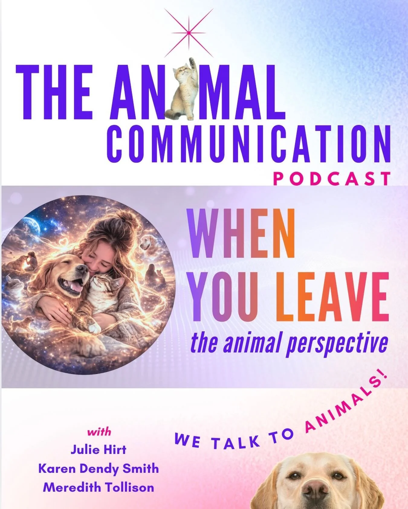 🐾💓 NEW EPISODE: When We Leave - The Animal Perspective

In this heartfelt episode @meredithtollison, @karendendysmith_intuitive , and @juliehirt_intuitive explore a tender and often overlooked question: what happens for our animals when we are the 