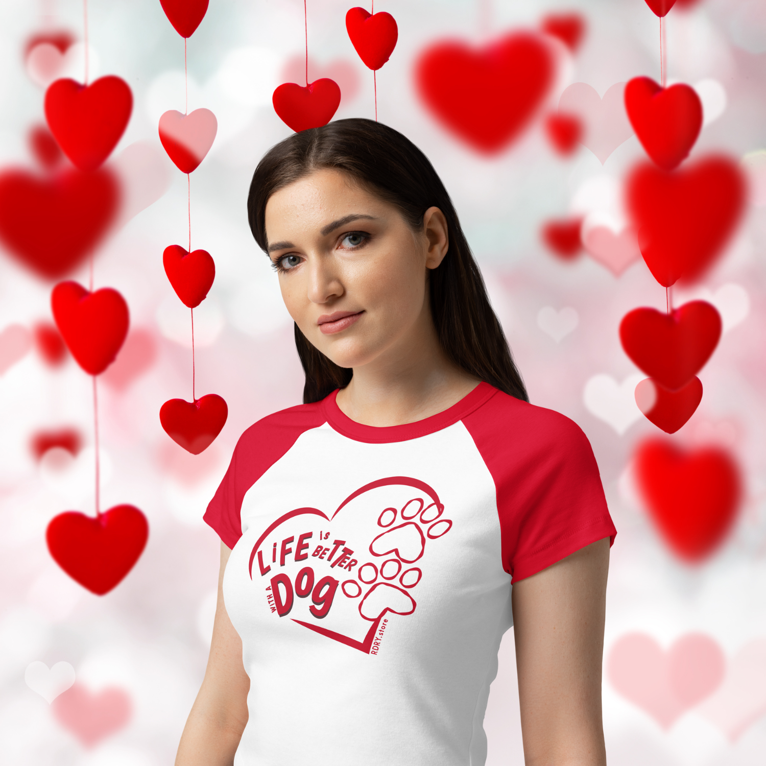 RDRY "LiFE is BETTER WiTH A Dog" Red Heart Women’s Micro Rib Raglan Baby T-shirt in 6 colors!
