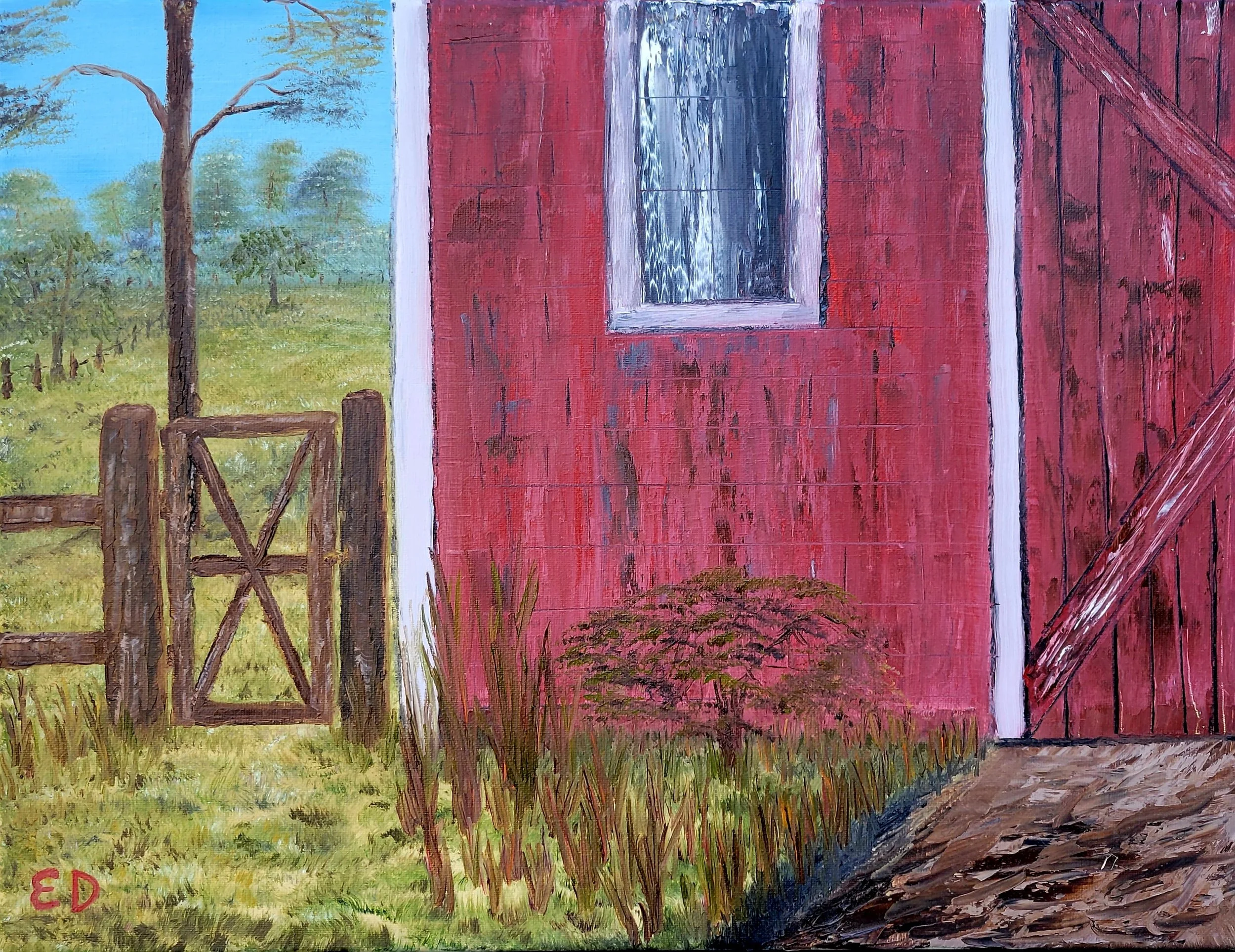 Red Barn 20x16 oil on canvas $300.
---
This art piece is available as an affordable canvas print from RDRY.store. Fade-resistant prints stretched on sturdy frames for vivid color and crisp detail. Multiple sizes, gallery-wrapped edges, and easy-hang 