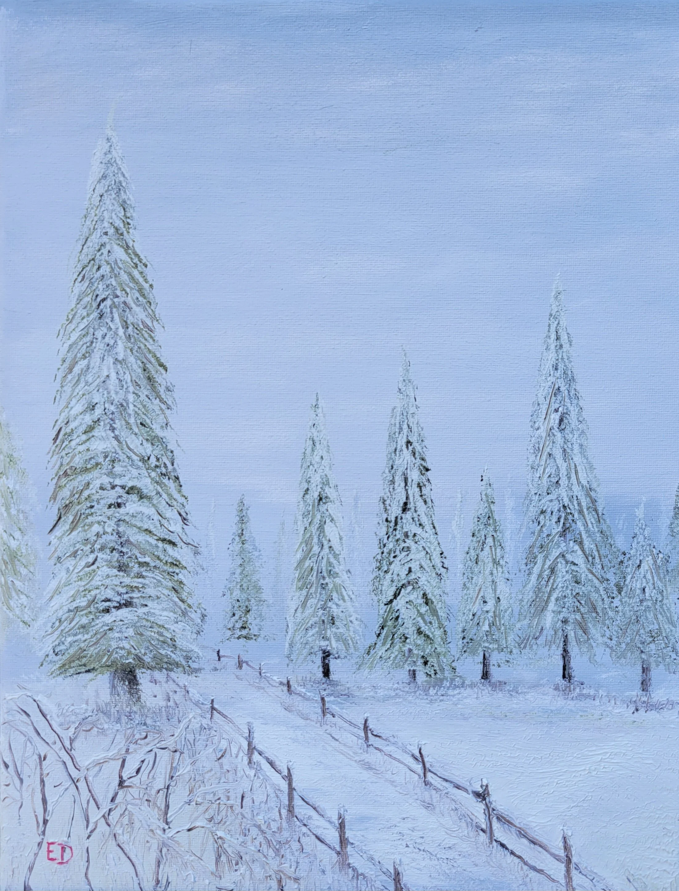 Peaceful Winter 11x14 oil on canvas NFS
---
This art piece is available as an affordable canvas print from RDRY.store. Fade-resistant prints stretched on sturdy frames for vivid color and crisp detail. Multiple sizes, gallery-wrapped edges, and easy-