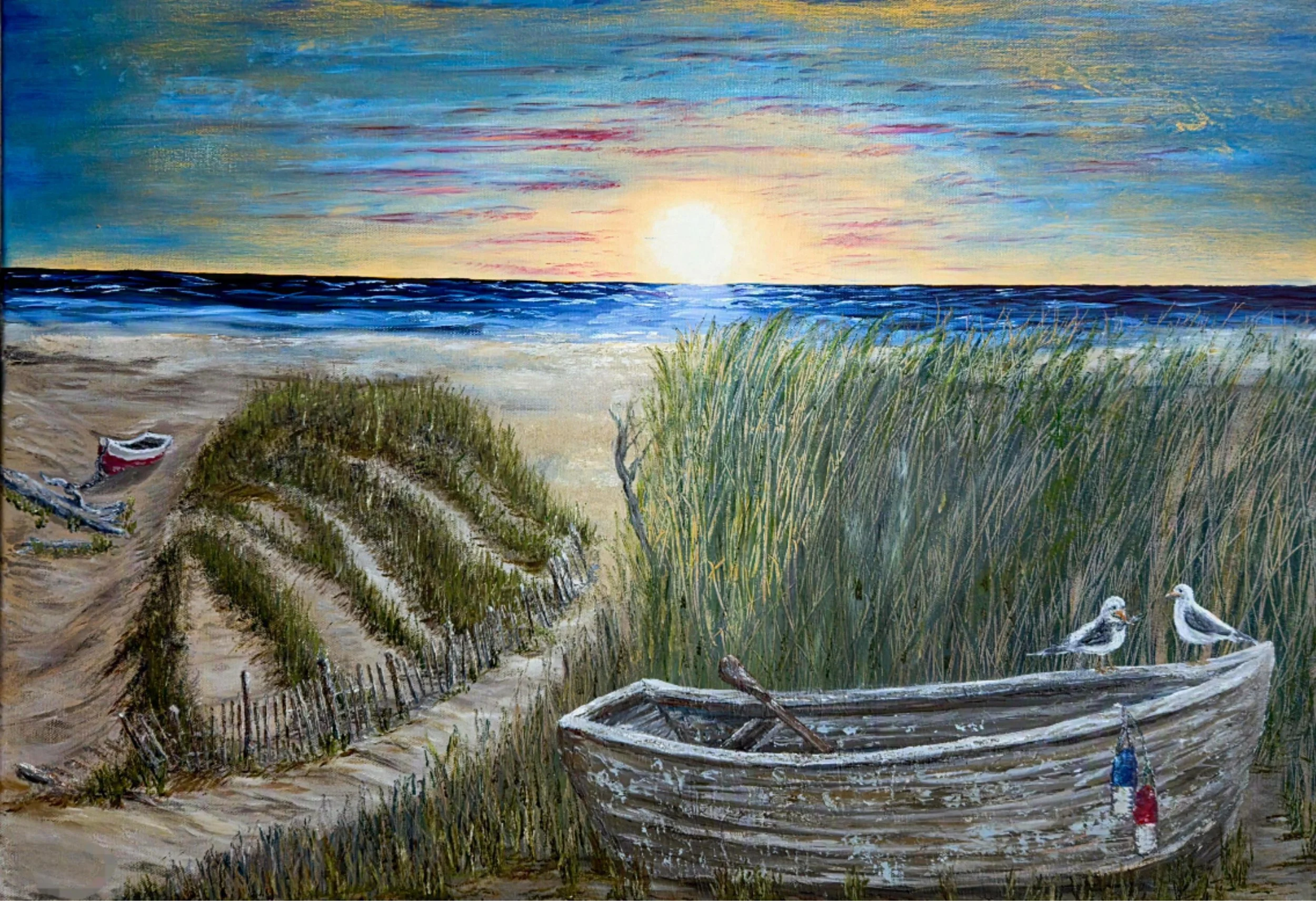 Coastal Dune Sunset 24x28 oil on canvas NFS
---
This art piece is available as an affordable canvas print from RDRY.store. Fade-resistant prints stretched on sturdy frames for vivid color and crisp detail. Multiple sizes, gallery-wrapped edges, and e