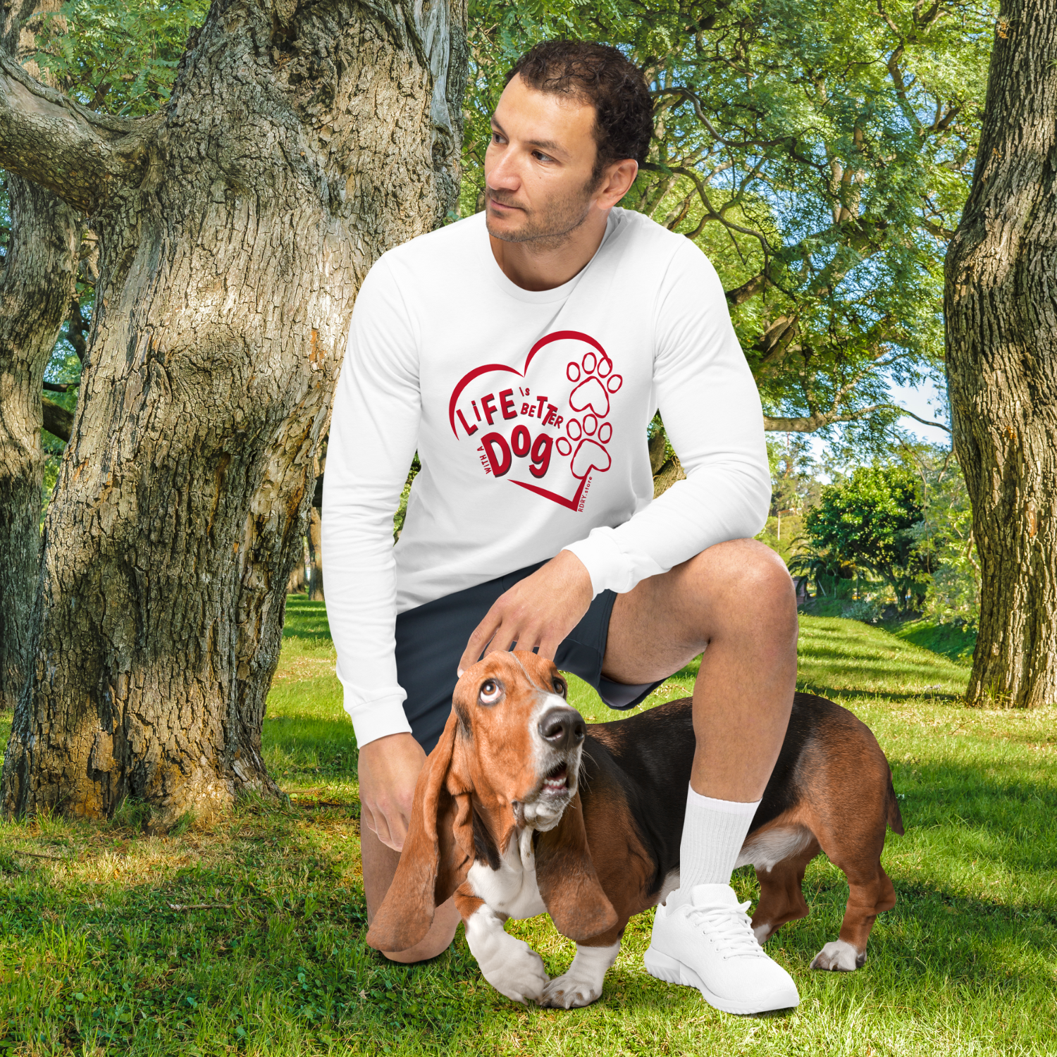 RDRY "LiFE is BETTER WiTH A Dog" Unisex Long Sleeve Red Graphic T-shirt