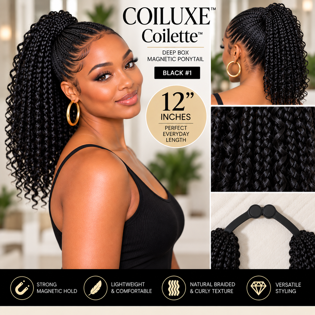 COILUXE Coilette™ Deep Box Magnetic Ponytail • 12"