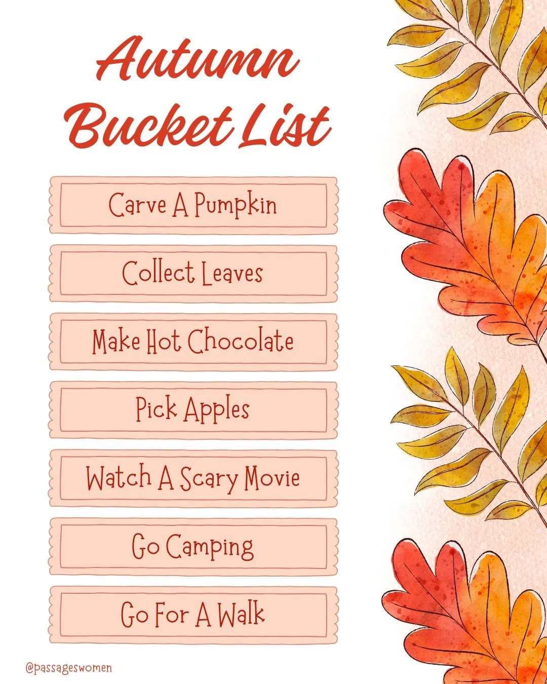 🍁 What&rsquo;s on Your Autumn Bucket List? 🍂

Fall is the season of slowing down, softening routines, and leaning into comfort.
Whether it&rsquo;s a solo hike, baking your favorite pie, or finally starting that book you&rsquo;ve been meaning to rea