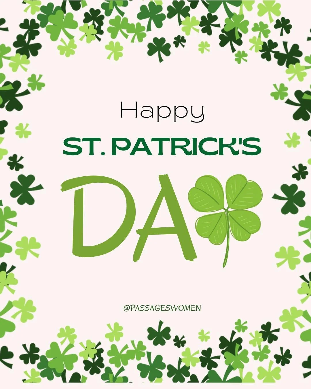 Happy St. Patrick's Day from all of us at Passages! ☘️

Today is a reminder that even small moments of hope, connection, and kindness can bring light into our lives. Whether you're celebrating with friends and family, spending time in reflection, or 