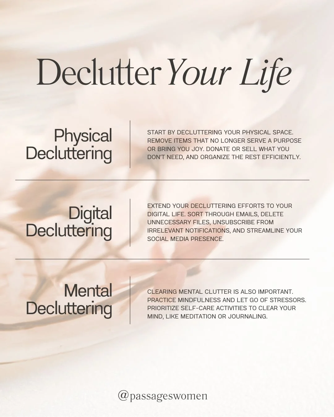 ✨ Ready to feel lighter and more focused? Decluttering your life can bring clarity and peace of mind! 🌿✨ Eliminating excess can enhance your creativity, improve your mental health, and create a more inviting space to live and thrive. Embrace simplic