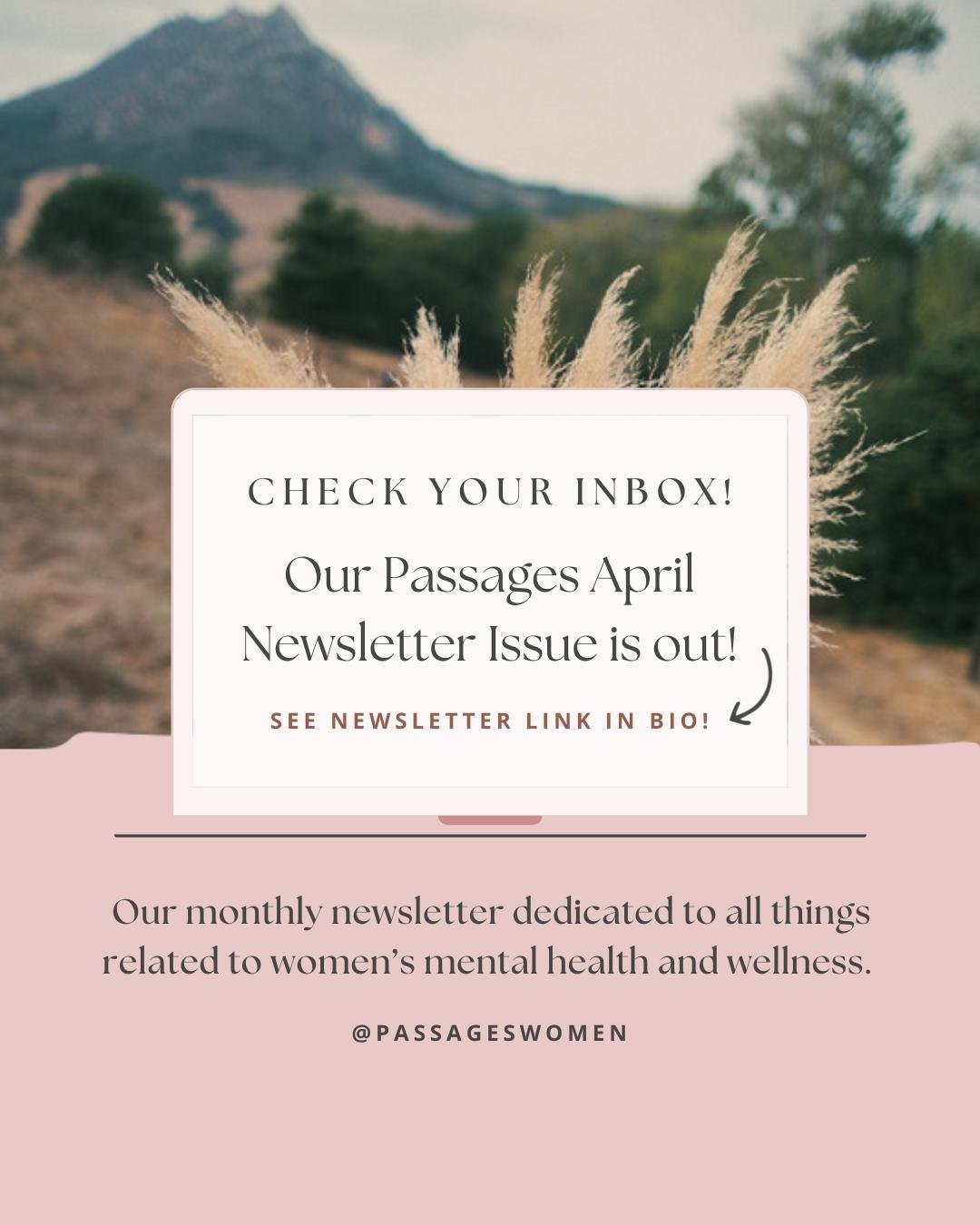 📬 Exciting news, our April Newsletter is now available!

⬇️ Follow the link below or see the Newsletter link in our bio!
https://mailchi.mp/passageswomen/passages-to-wellness-april2026-12754838

#WomenWellness #WomensMentalHealth #AprilUpdates #Pass