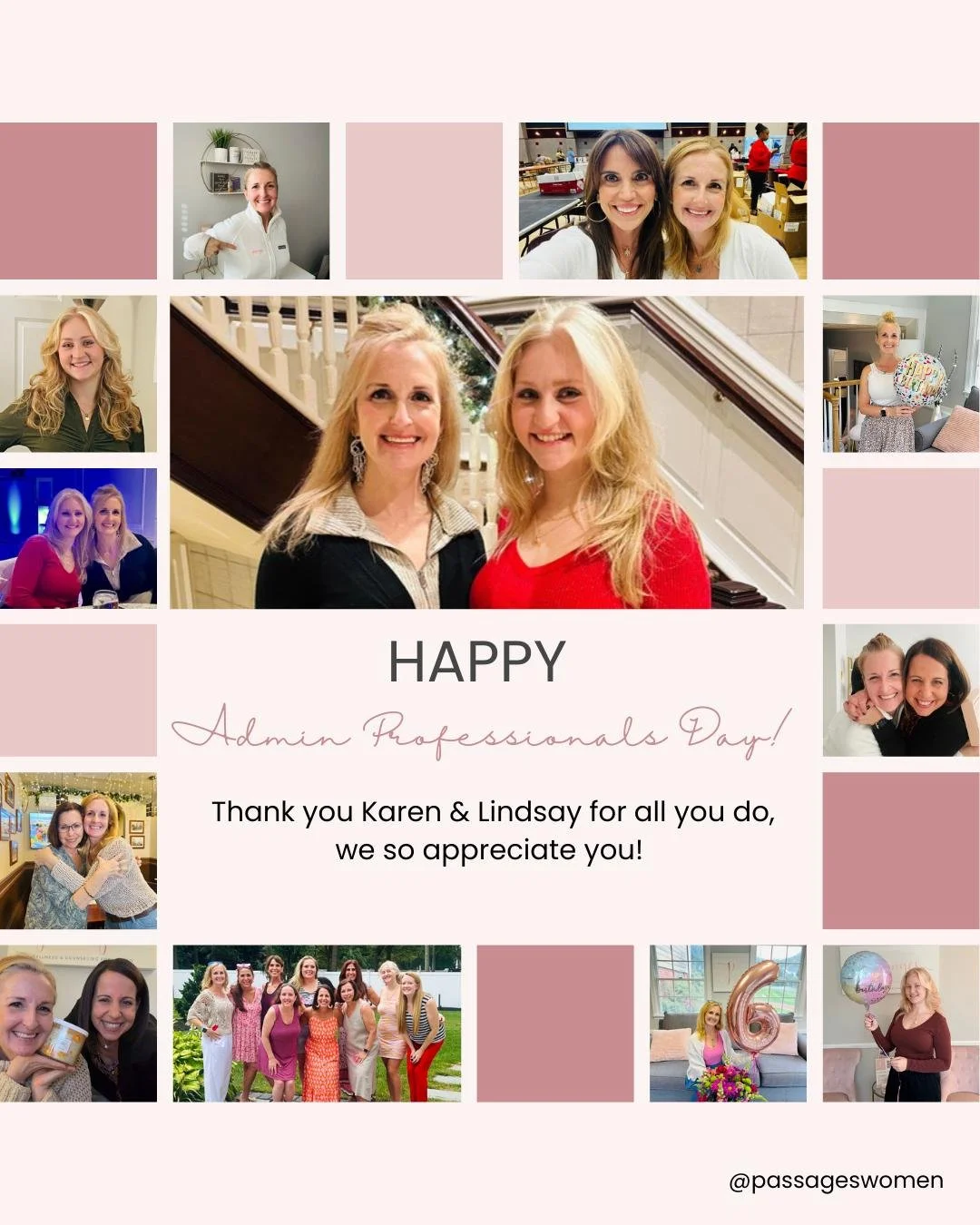 🎉 💗 Happy Administrative Professionals Day to our amazing Practice Manager, Karen, and Intake Coordinator, Lindsay! Your warmth, dedication, and attention to detail make such a difference for our team and every client who reaches out to Passages!  