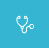 Icon of a stethoscope on a blue background
