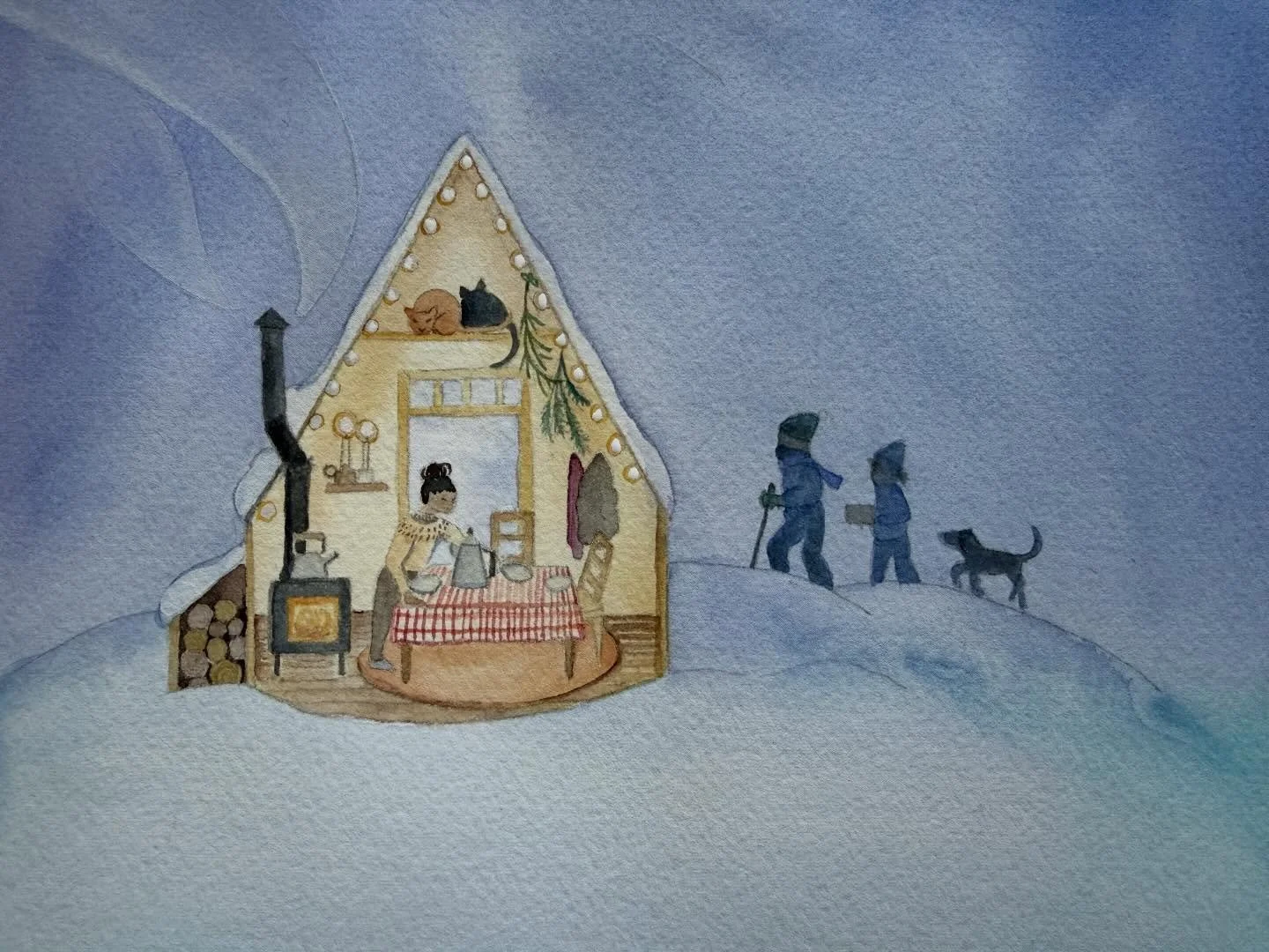 My drawing and painting has been inspired by Koselig over the past week. It&rsquo;s a Scandinavian term for cozy, comforting, warm environments and quality time with loved ones. Sending all those sentiments out into the world on this extra-cold weeke