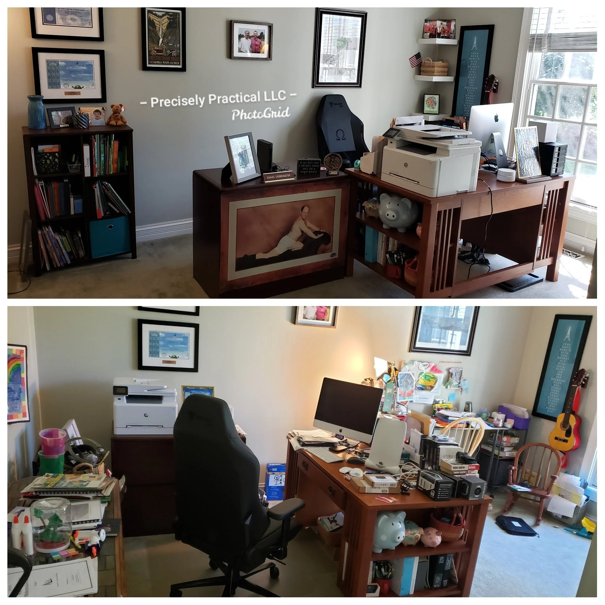 Office with moved furniture for better space